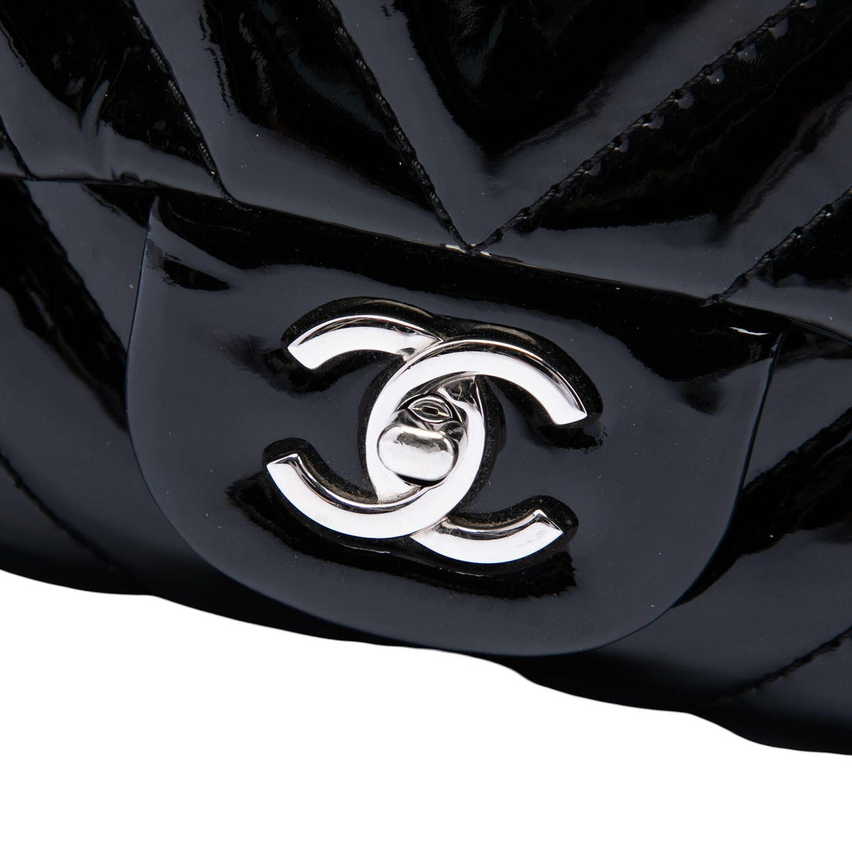 Chanel Jumbo Classic Chevron Patent Double Flap