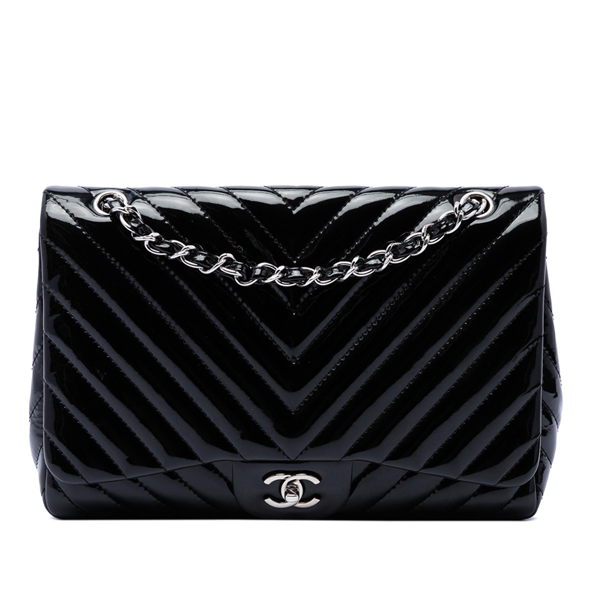 Chanel Jumbo Classic Chevron Patent Single Flap