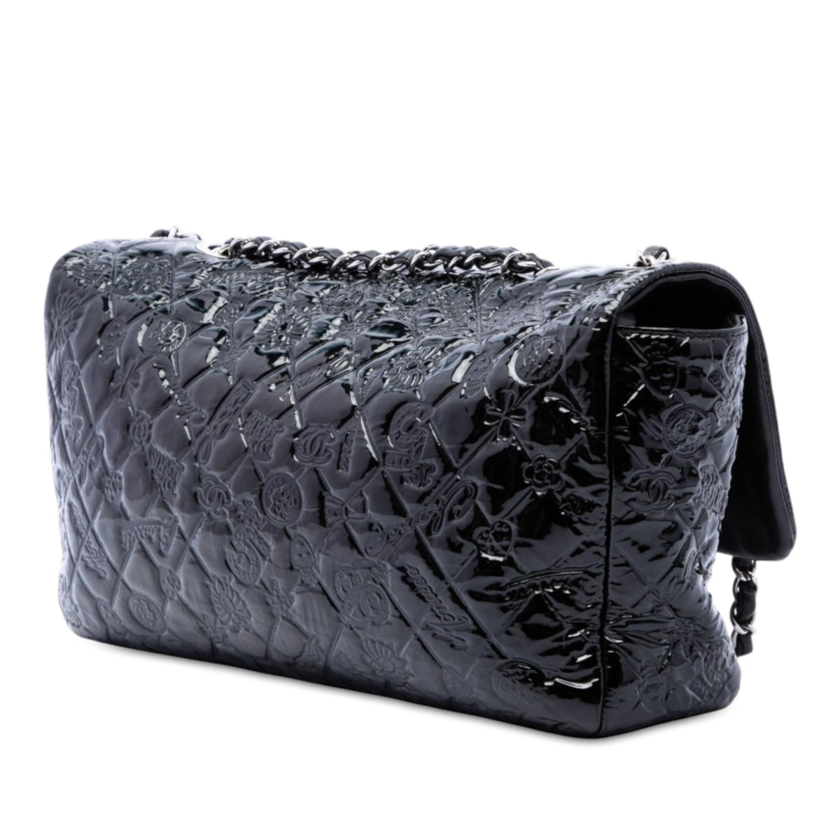 Chanel Jumbo Patent Embossed Lucky Symbols Flap