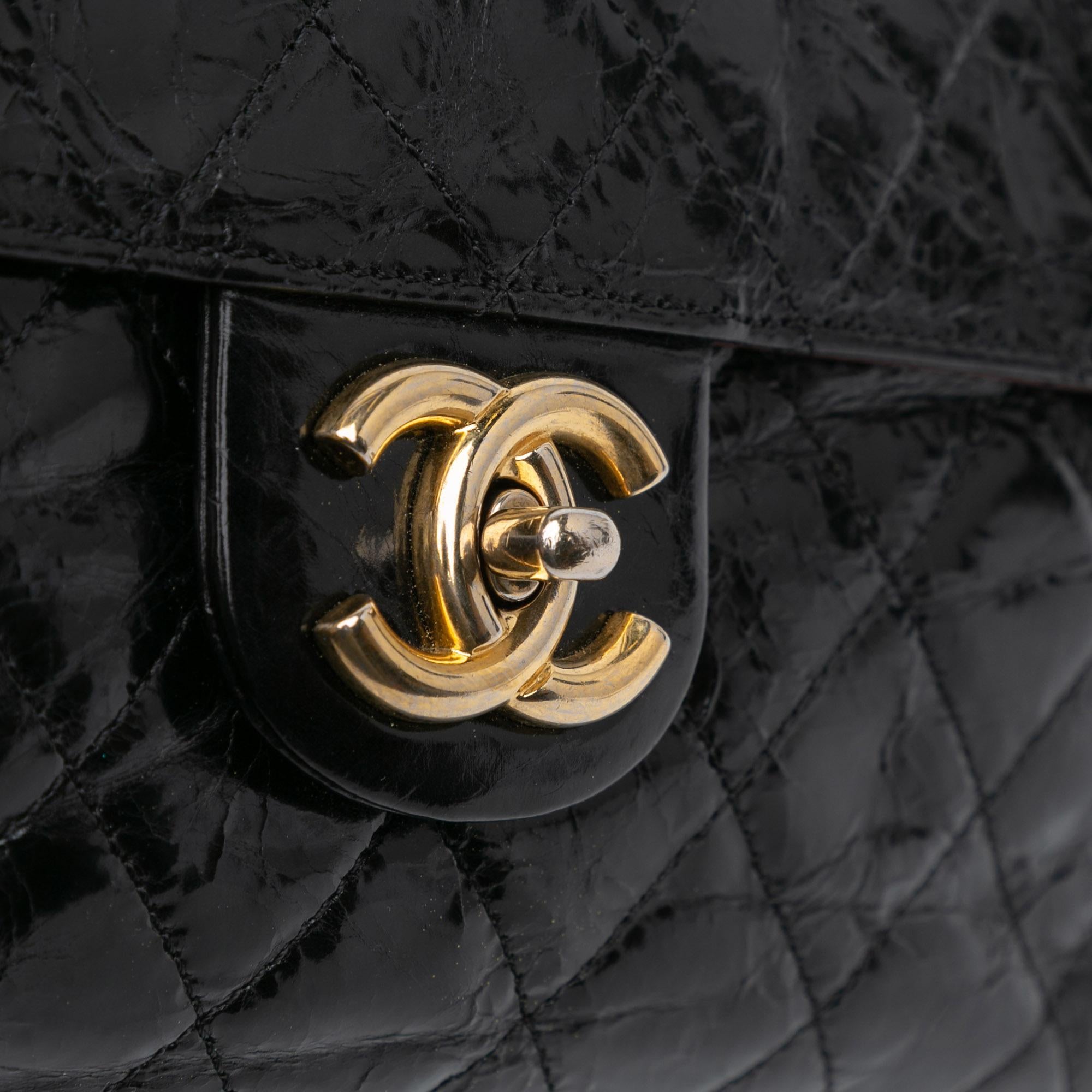 Chanel Jumbo Quilted Glazed Calfskin Clams Pocket Flap