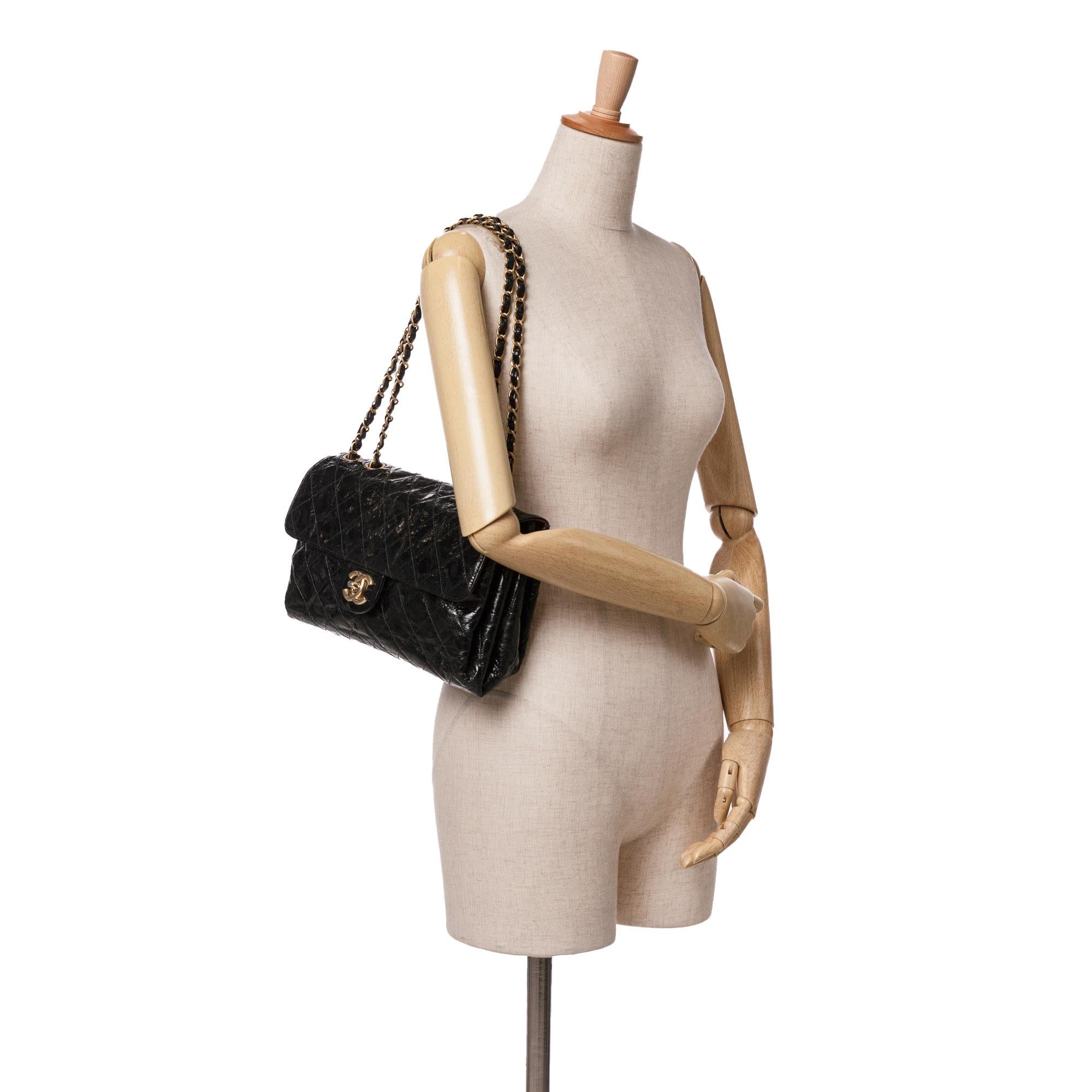 Chanel Jumbo Quilted Glazed Calfskin Clams Pocket Flap