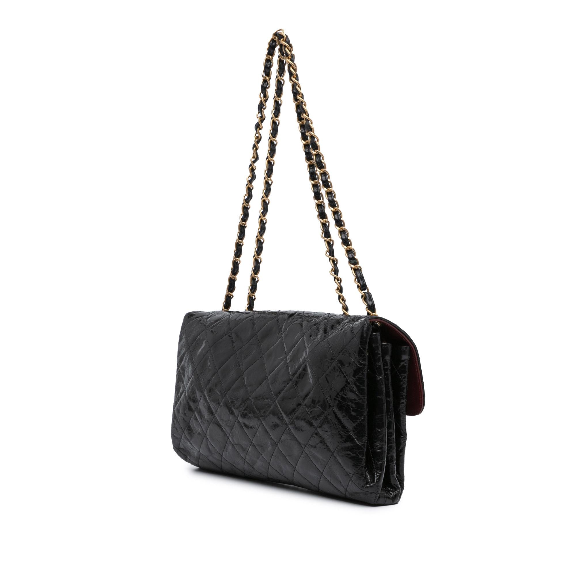 Chanel Jumbo Quilted Glazed Calfskin Clams Pocket Flap