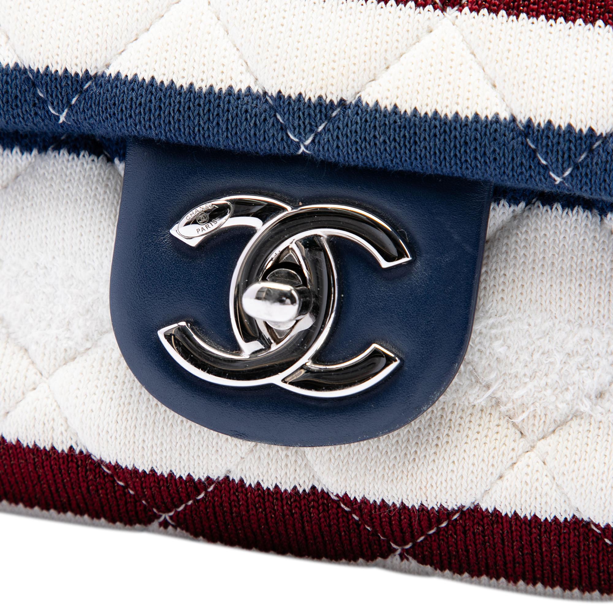 Chanel Jumbo Stripe Jersey Felt and Rope Flap
