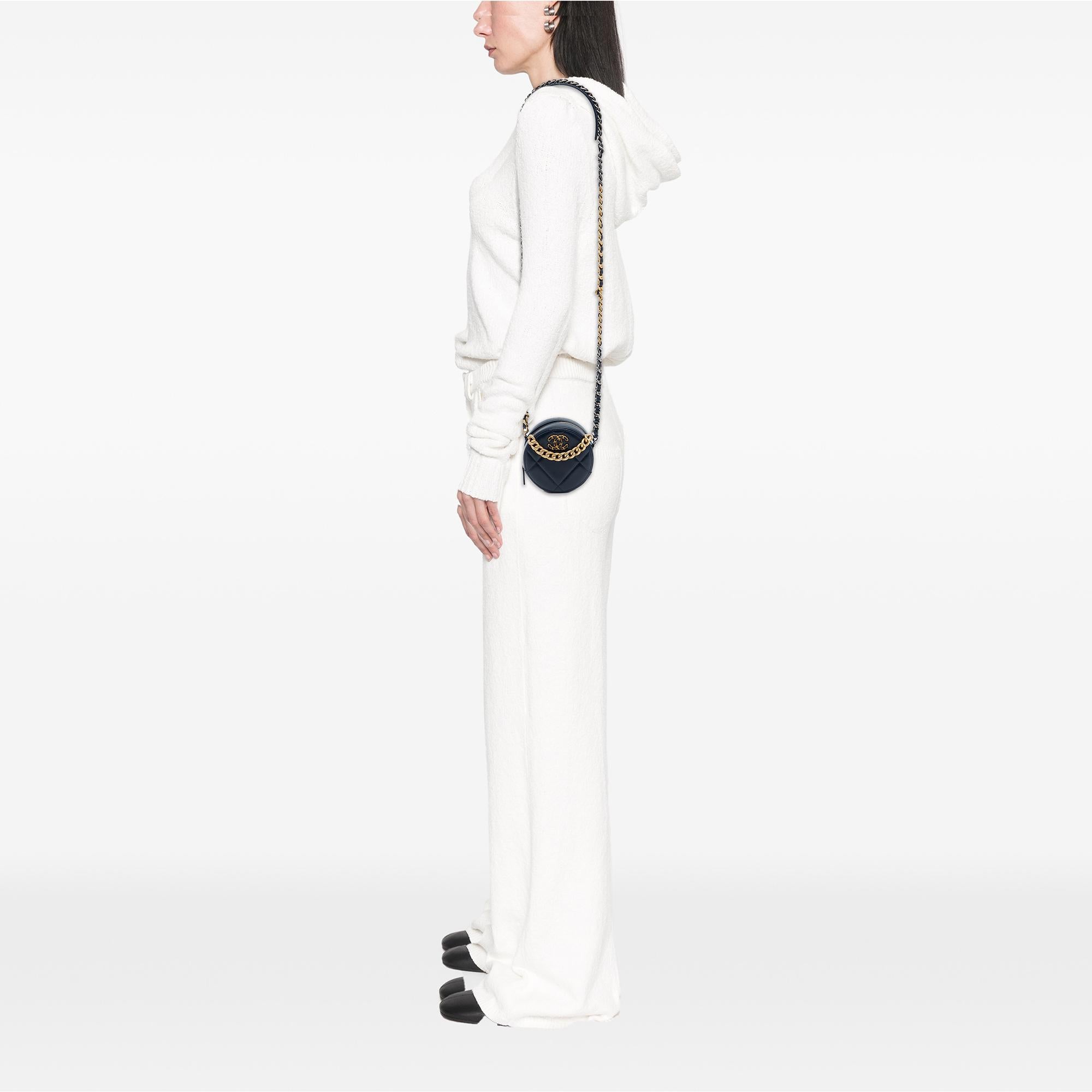 Chanel Lambskin 19 Round Clutch with Chain
