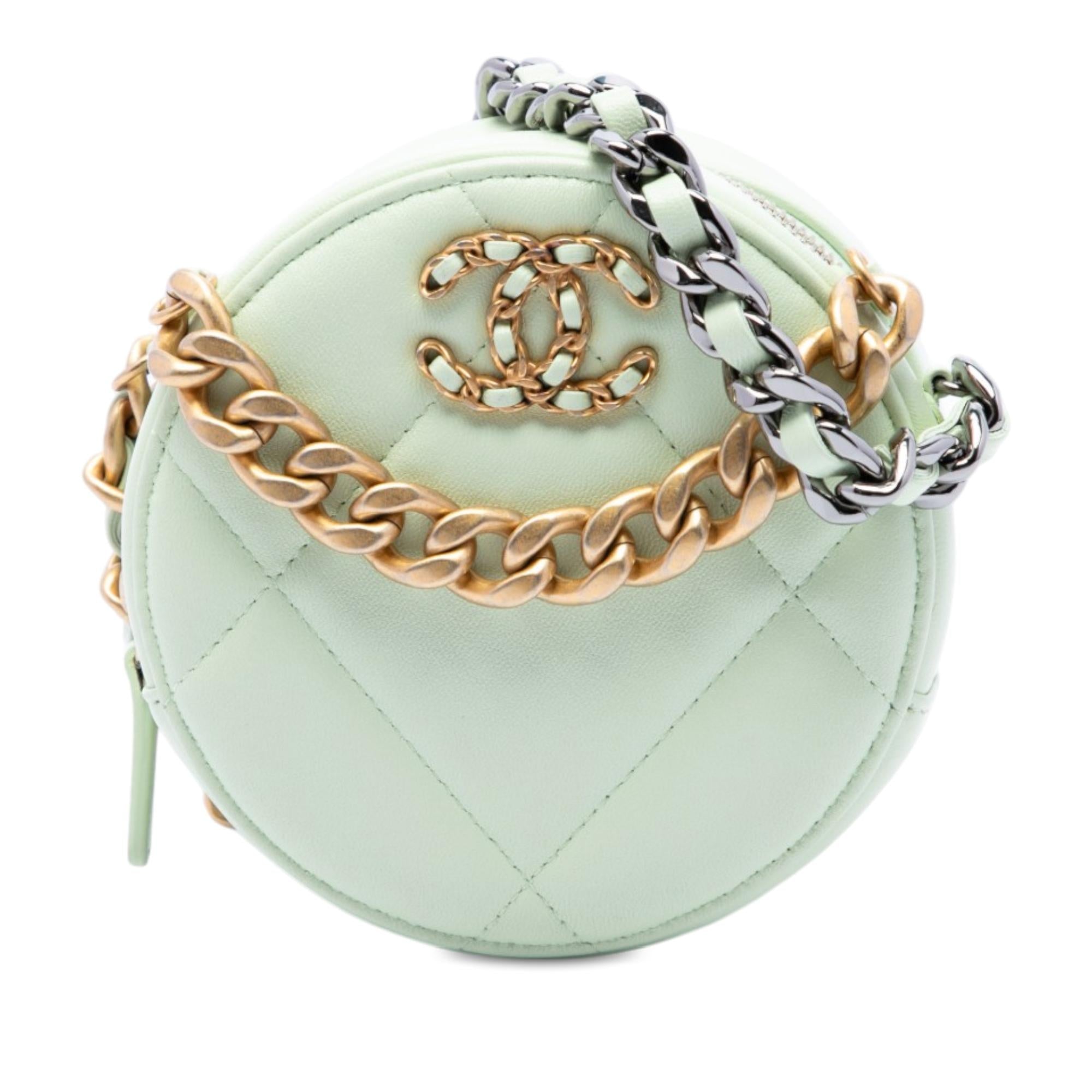Chanel Lambskin 19 Round Clutch with Chain