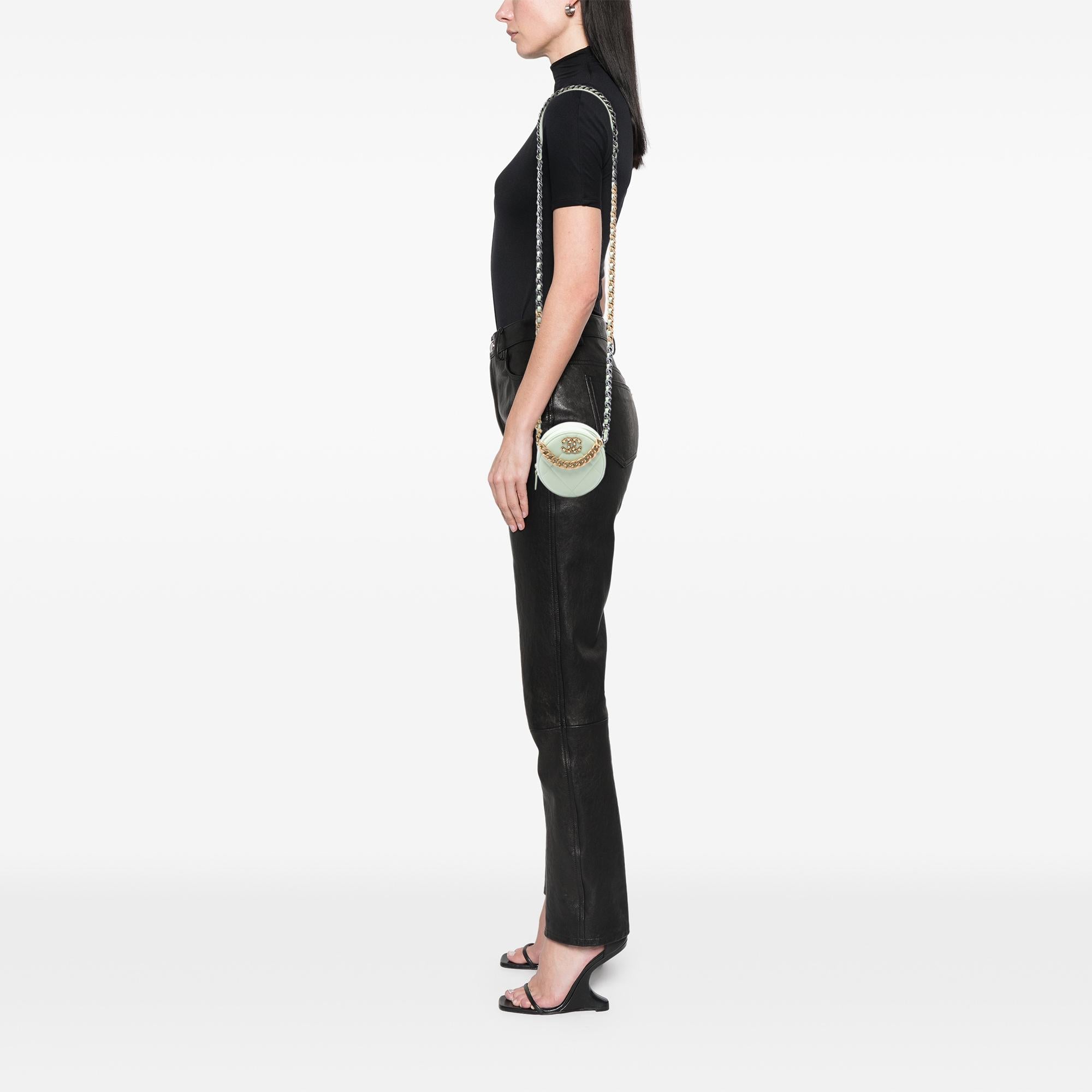 Chanel Lambskin 19 Round Clutch with Chain