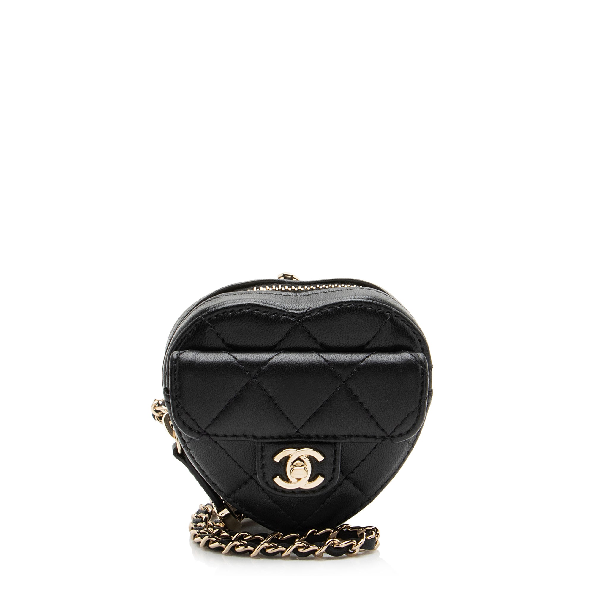 Chanel Lambskin CC In Love Heart Necklace Bag