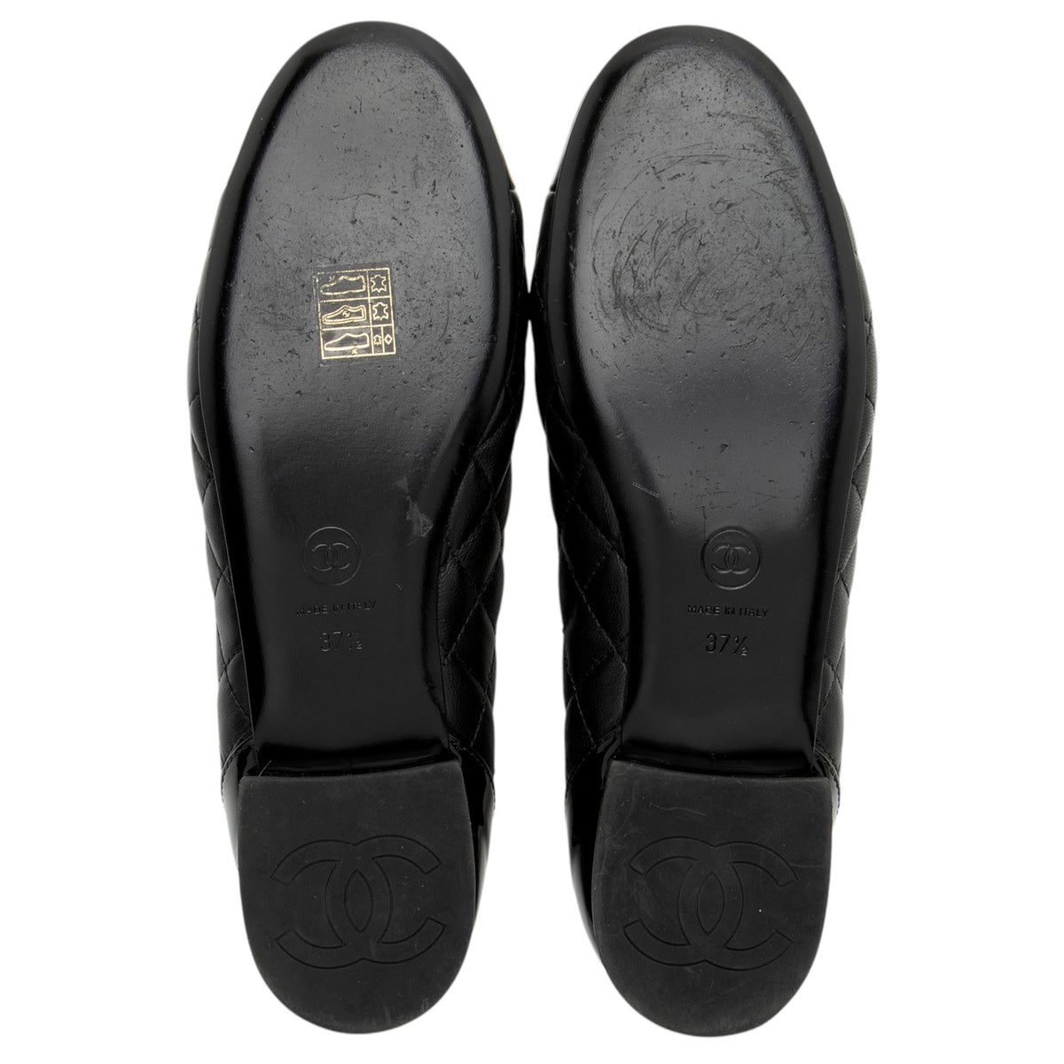 Chanel Lambskin CC Patent Cap Toe Loafers - Size 7.5 / 37.5
