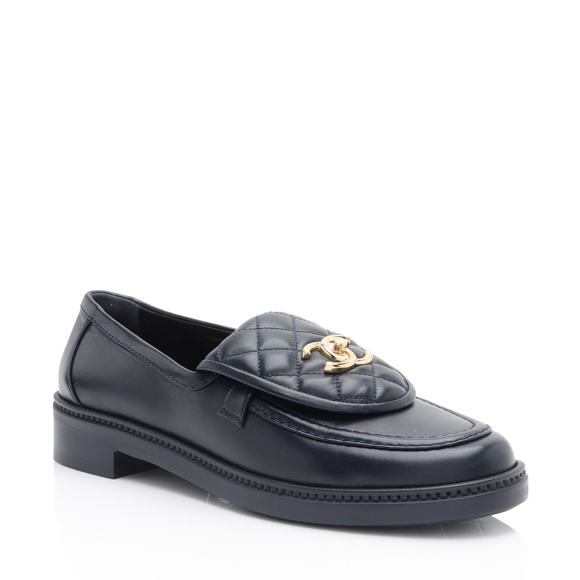 Chanel Lambskin CC Turnlock Loafers - Size 10 / 40