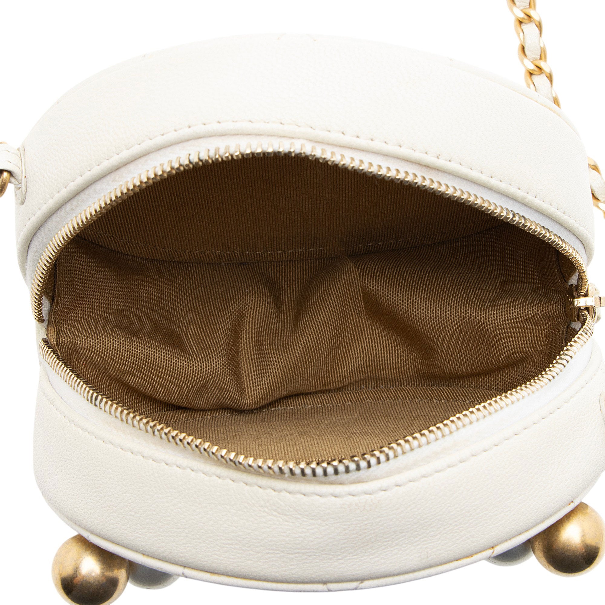 Chanel Lambskin Chic Pearls Round Clutch with Chain