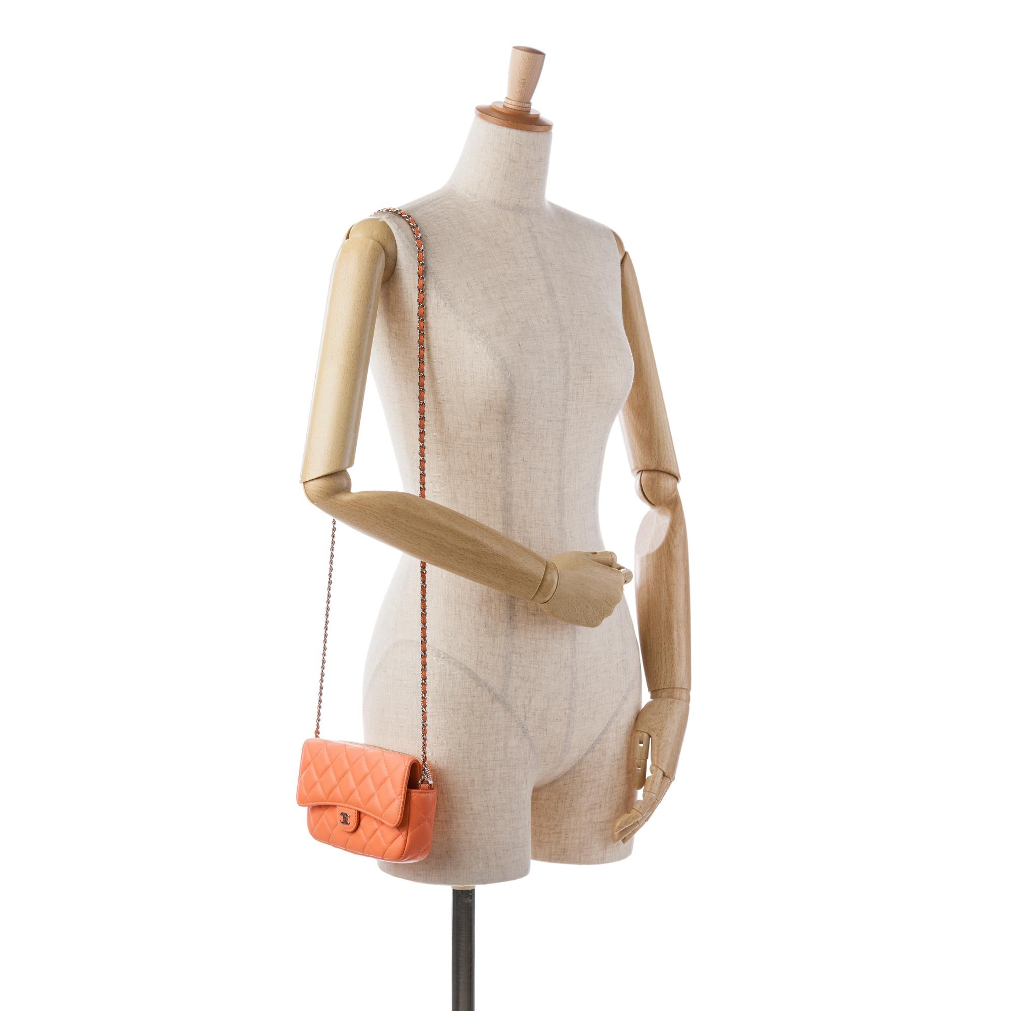 Chanel Lambskin Flap Phone Holder with Chain