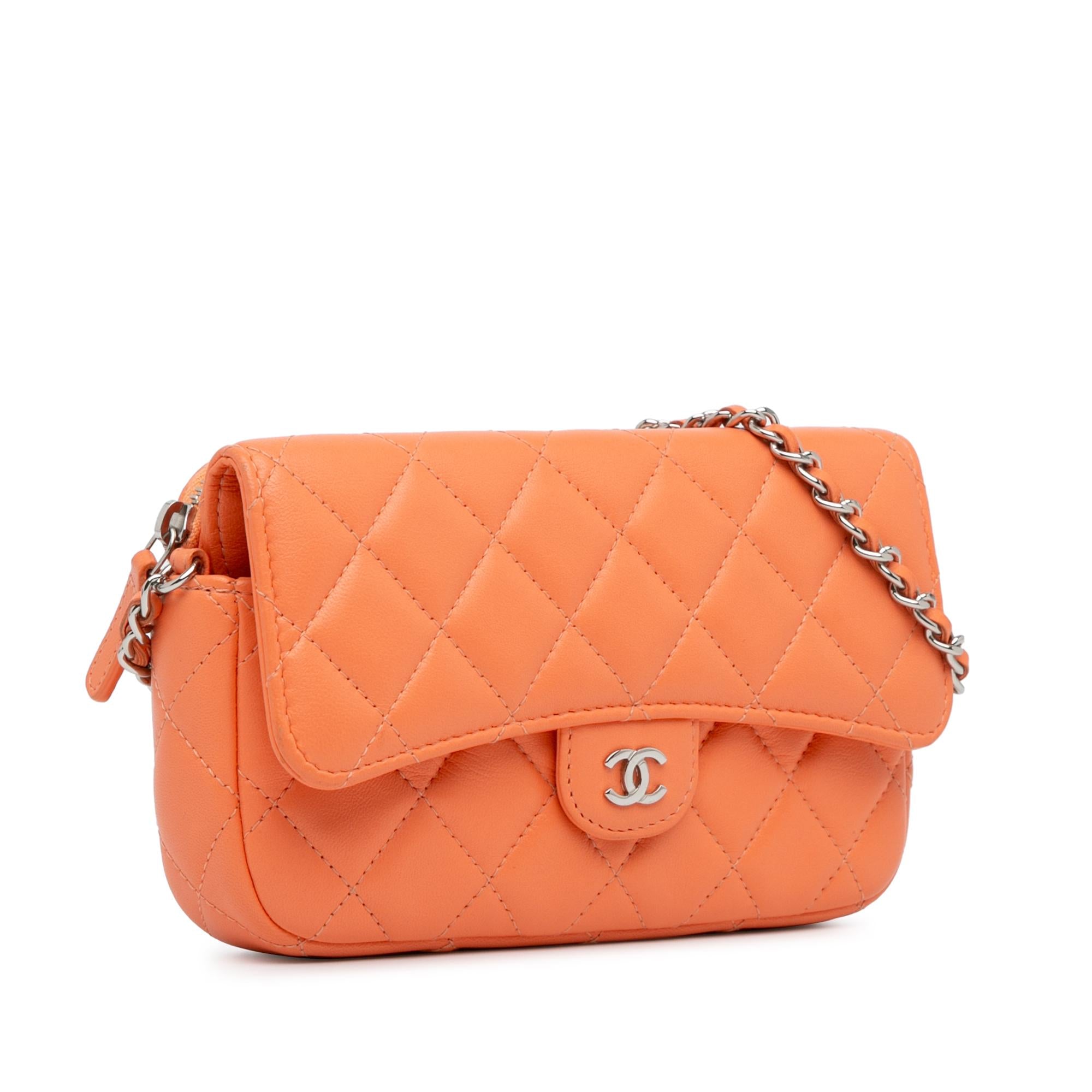 Chanel Lambskin Flap Phone Holder with Chain