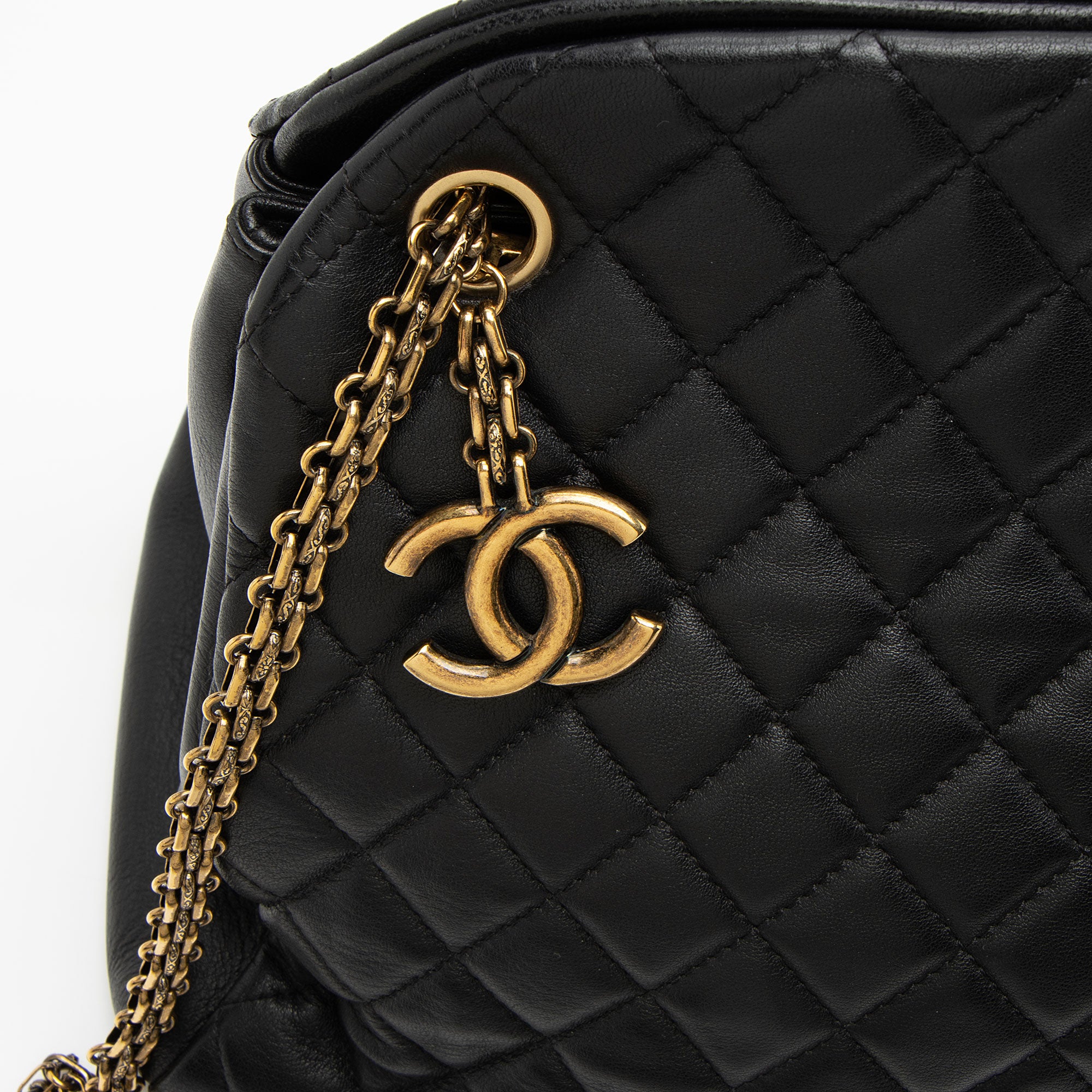 Chanel Lambskin Just Mademoiselle Large Bowler Bag (SHF-xiVMoz)