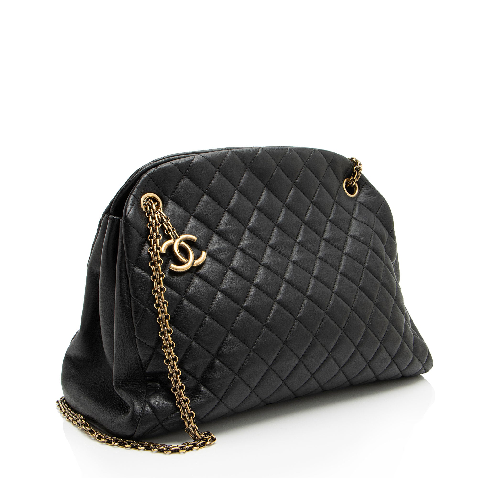 Chanel Lambskin Just Mademoiselle Large Bowler Bag (SHF-xiVMoz)