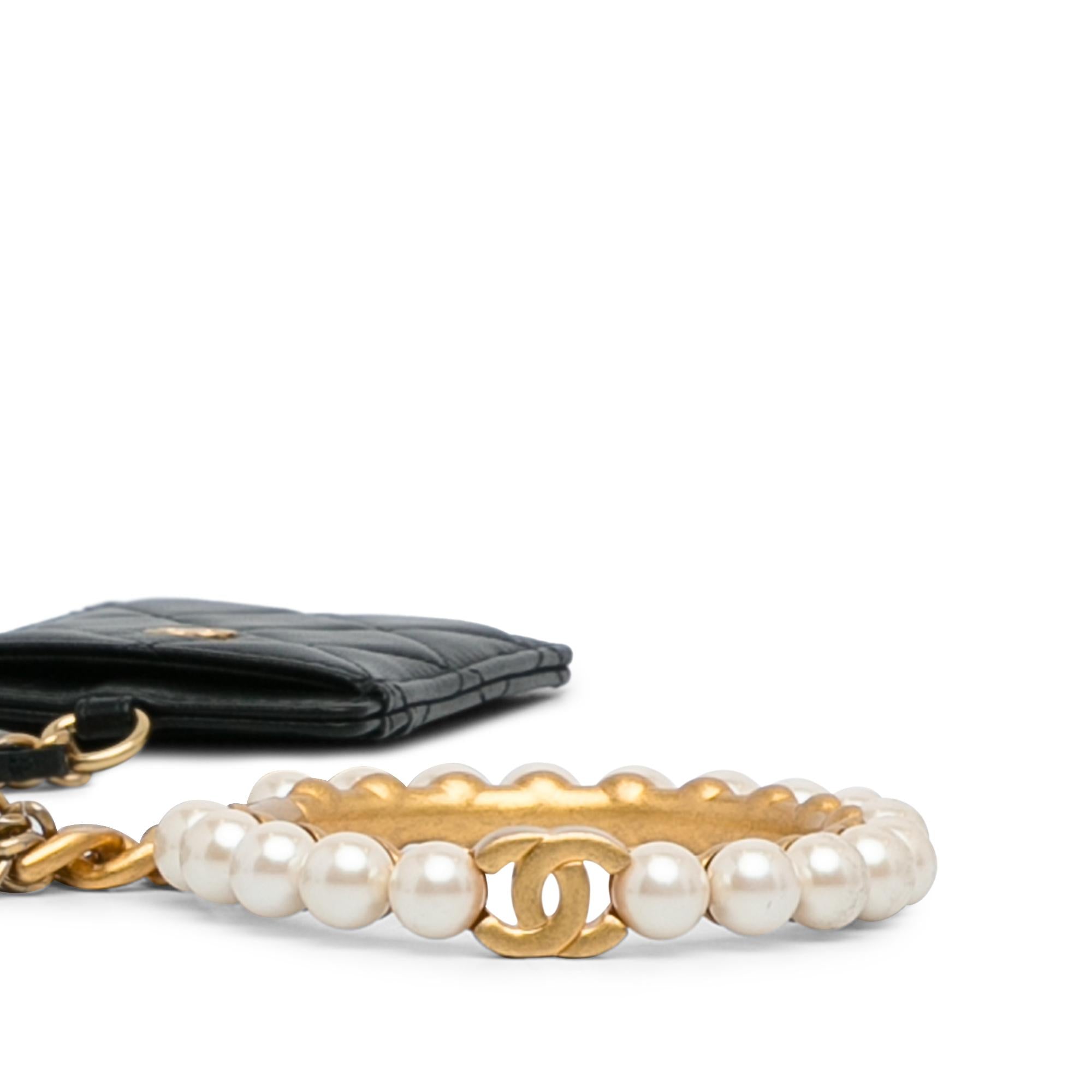 Chanel Lambskin Pearl Crown CC Wristlet Multi Pouches (SHG-ZnqXOL)