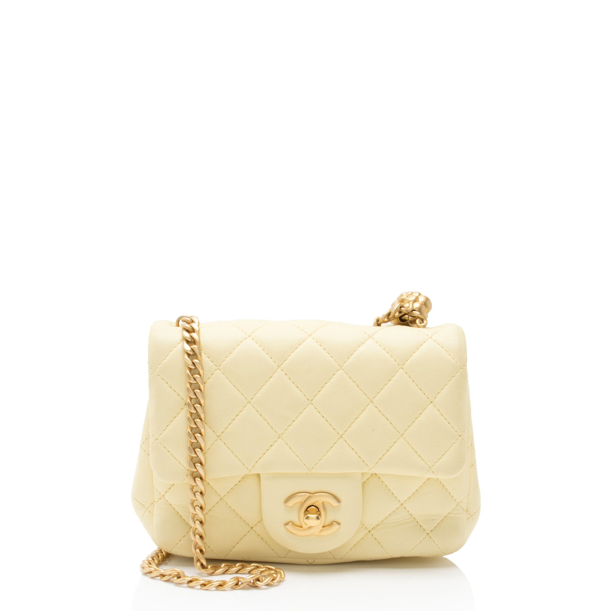 【めいちゃんママさん専用】CHANEL ホワイト　ゴールド Chanel Lambskin Sweet Camellia Square Mini Flap Bag