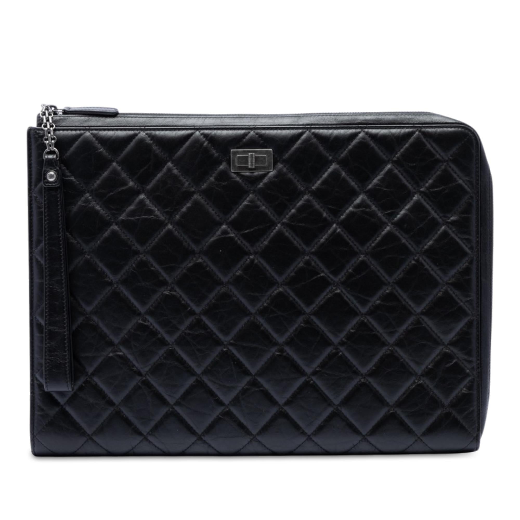 Chanel Large Aged Calfskin Reissue 2.55 Pouch with Handle