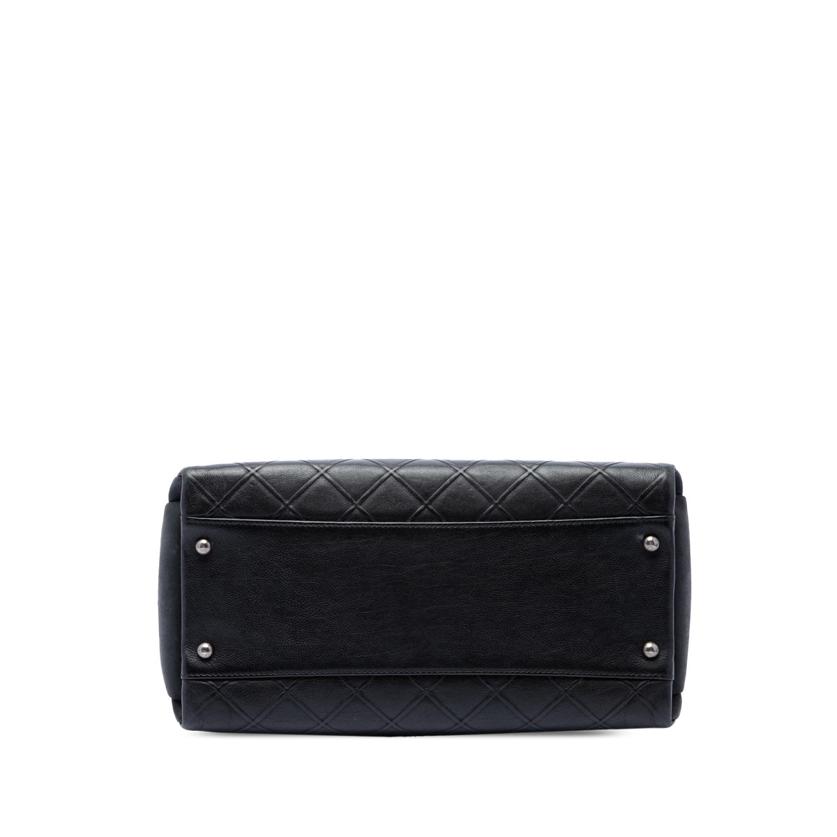 Chanel Large CC Diamond Embossed Calfskin Zip Shopping Tote