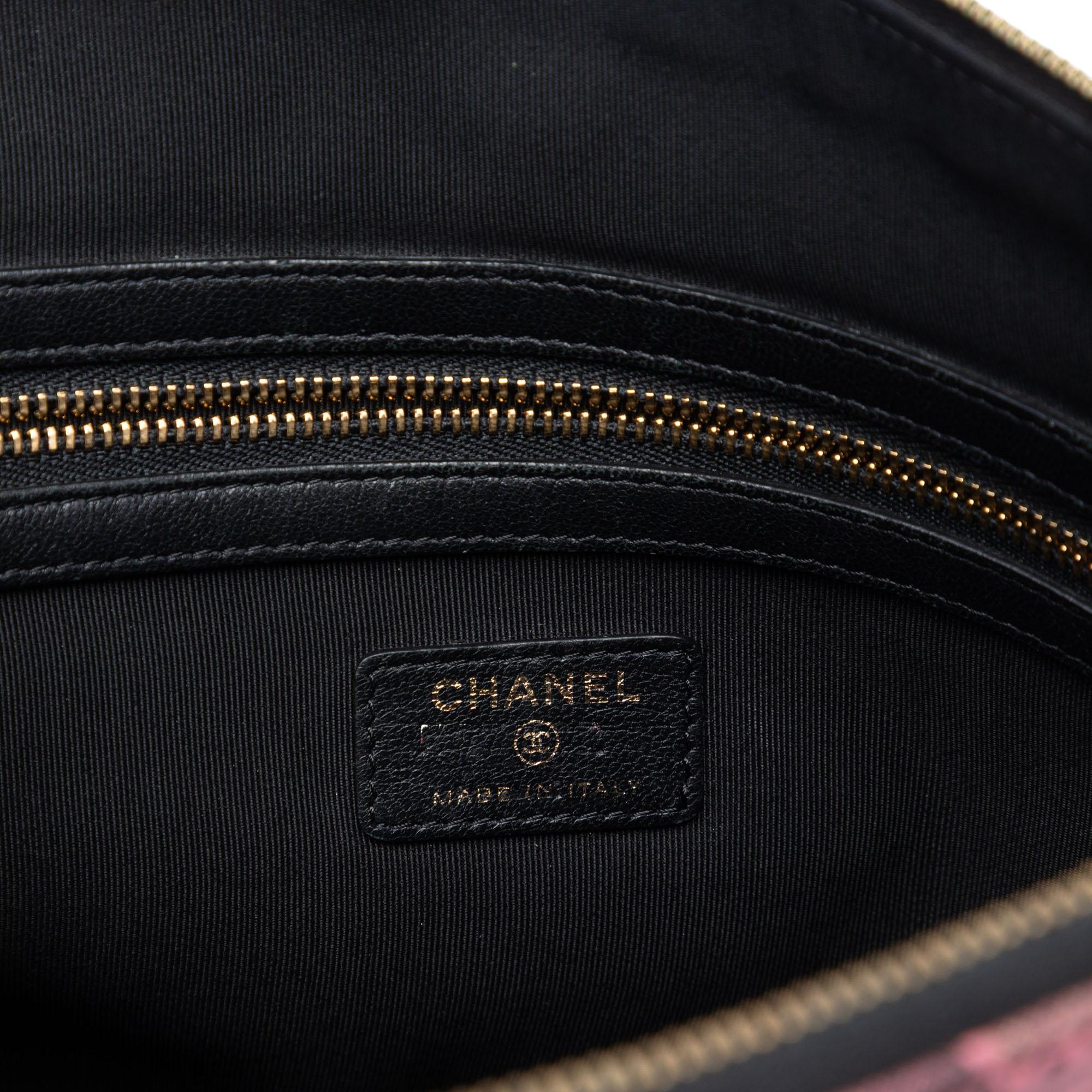 Chanel Large CC Quilted Calfskin Camellia Printed O Case Clutch