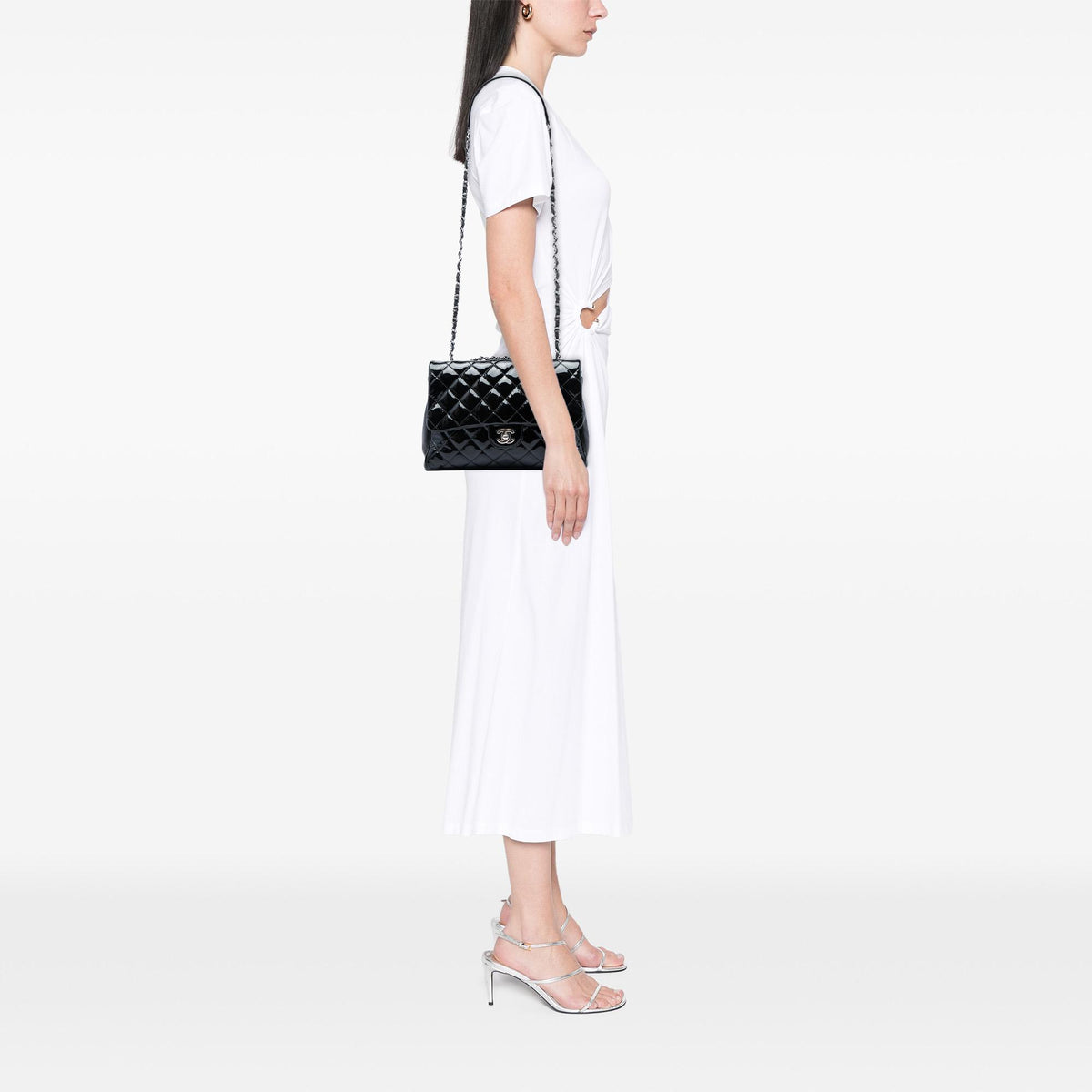 Chanel Large CC Quilted Patent Double Compartment Flap