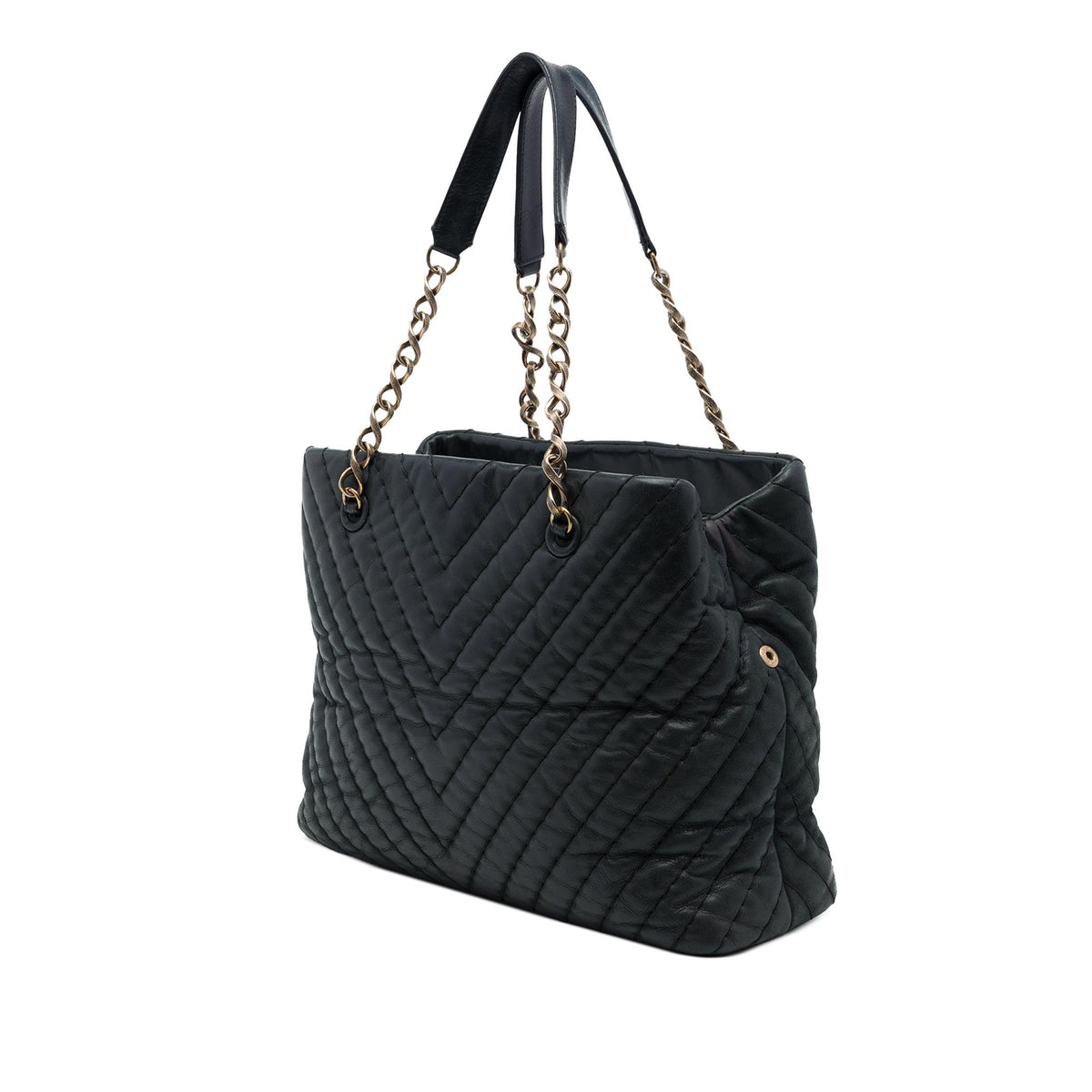 Chanel Large Chevron Surpique Iridescent Calfskin Tote