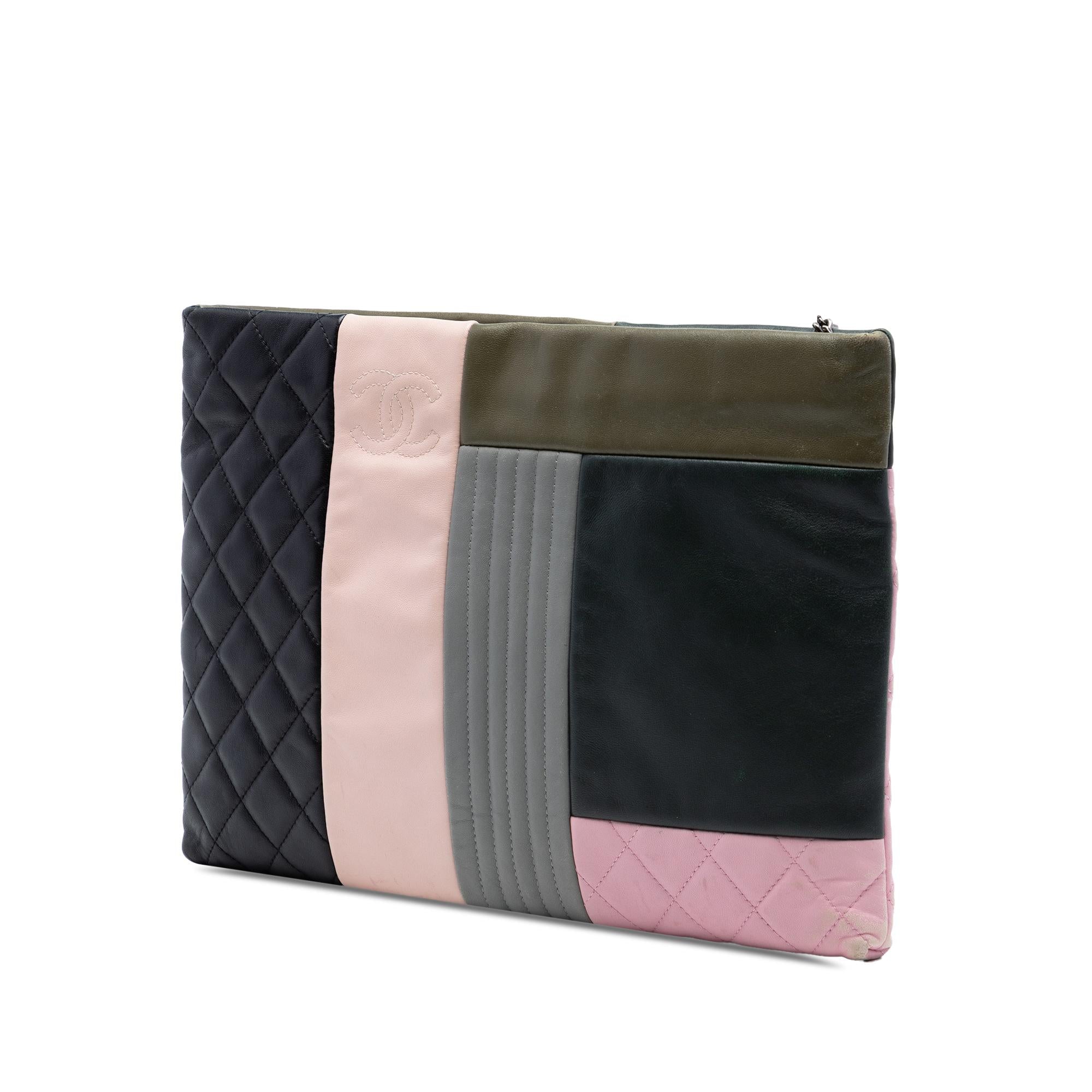 Chanel Large Lambskin Colorblock Patchwork O Case