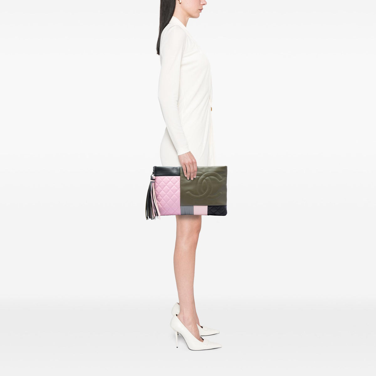 Chanel Large Lambskin Colorblock Patchwork O Case