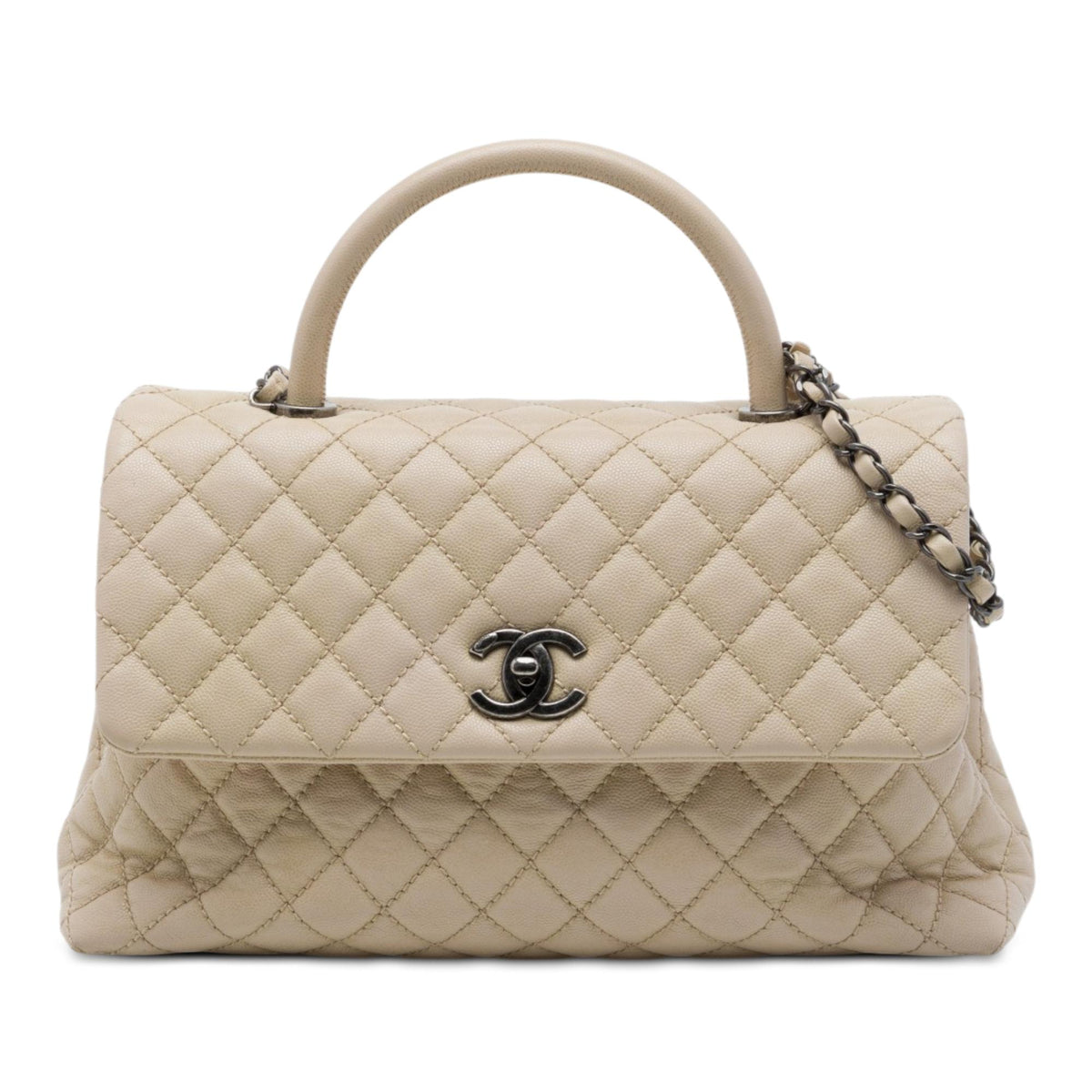Chanel Large Quilted Caviar Coco Top Handle Bag
