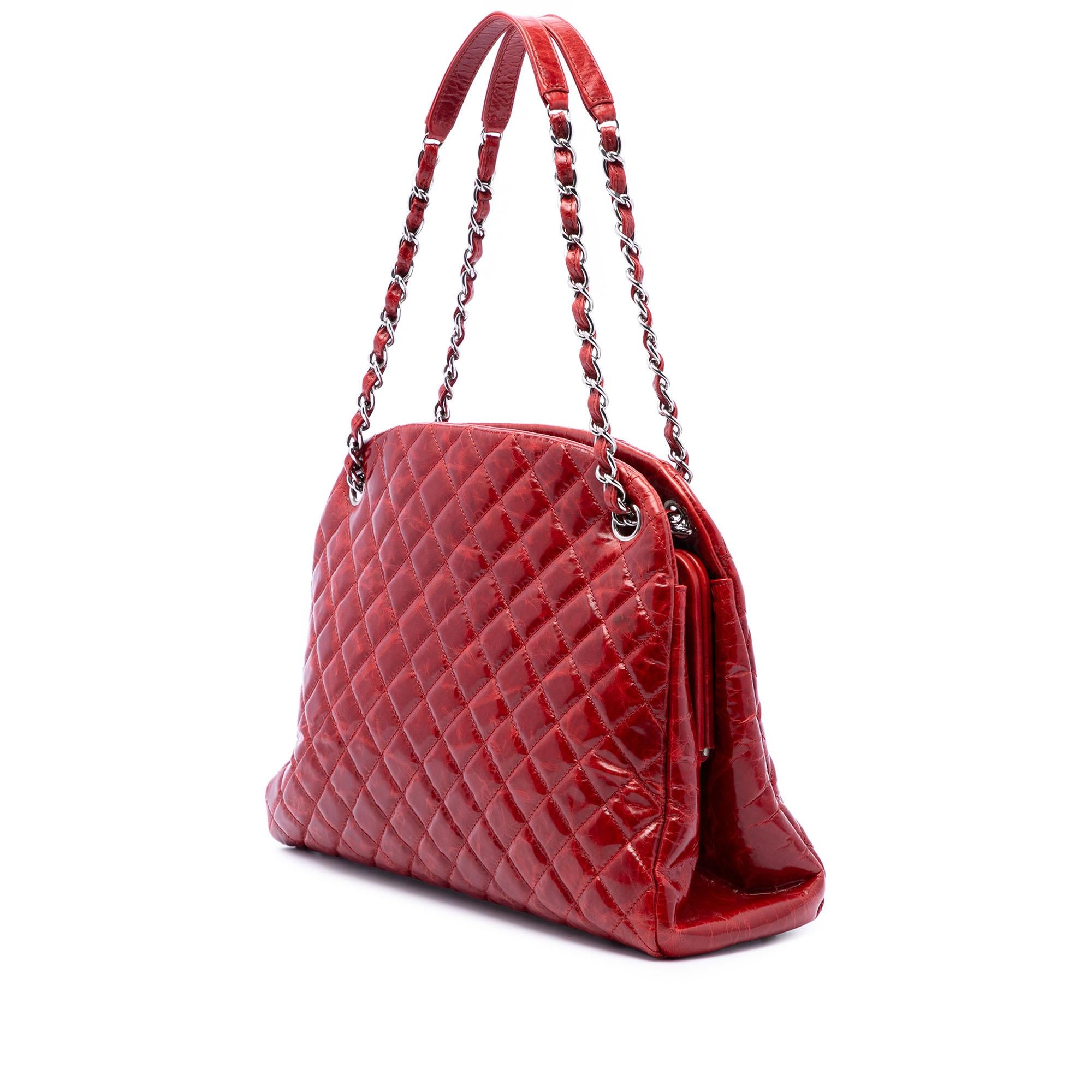 Chanel Large Quilted Crinkled Patent Just Mademoiselle Bowling Bag