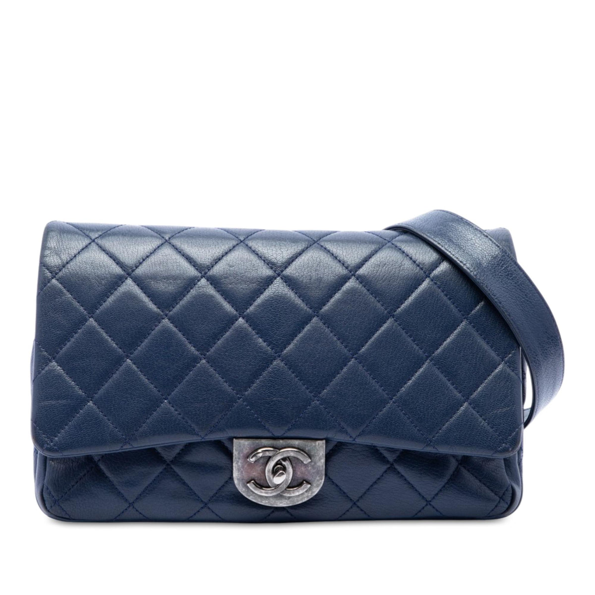 Chanel Large Quilted Goatskin Double Carry Waist Chain Flap