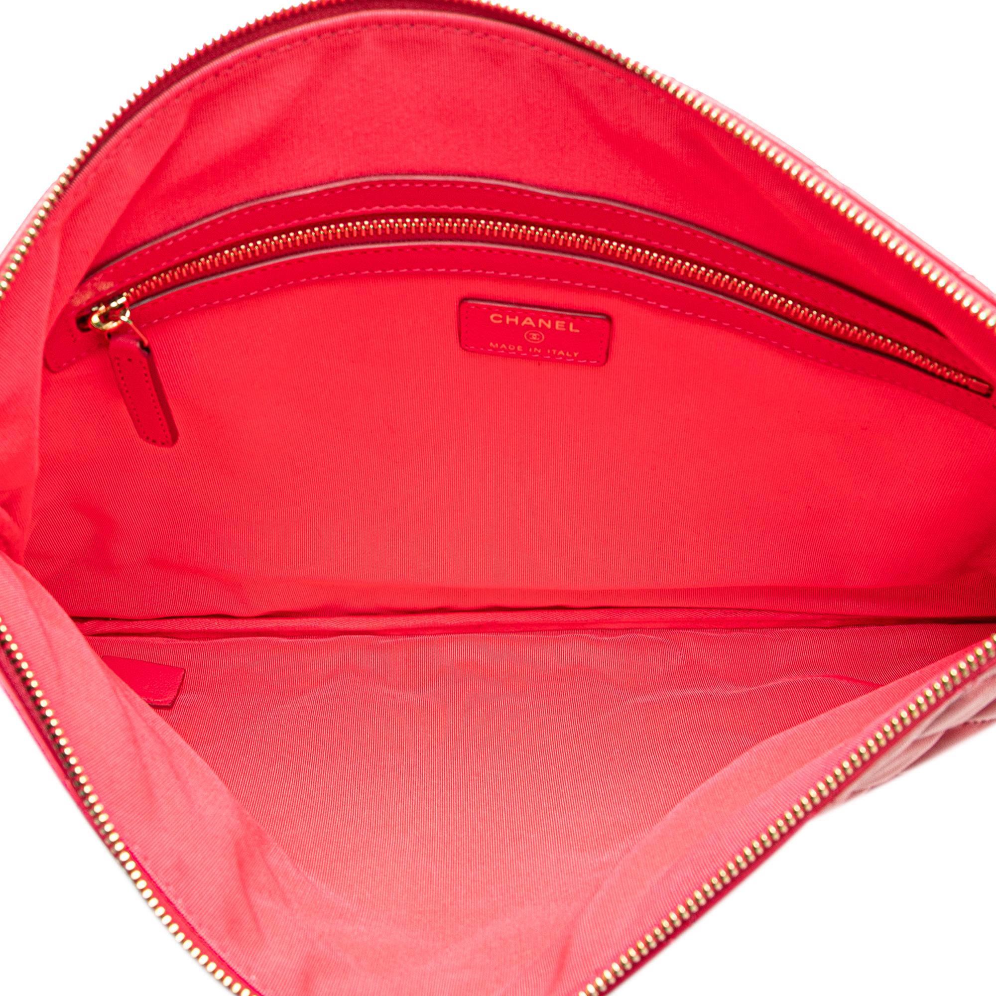 Chanel Large Quilted Lambskin O Case Clutch