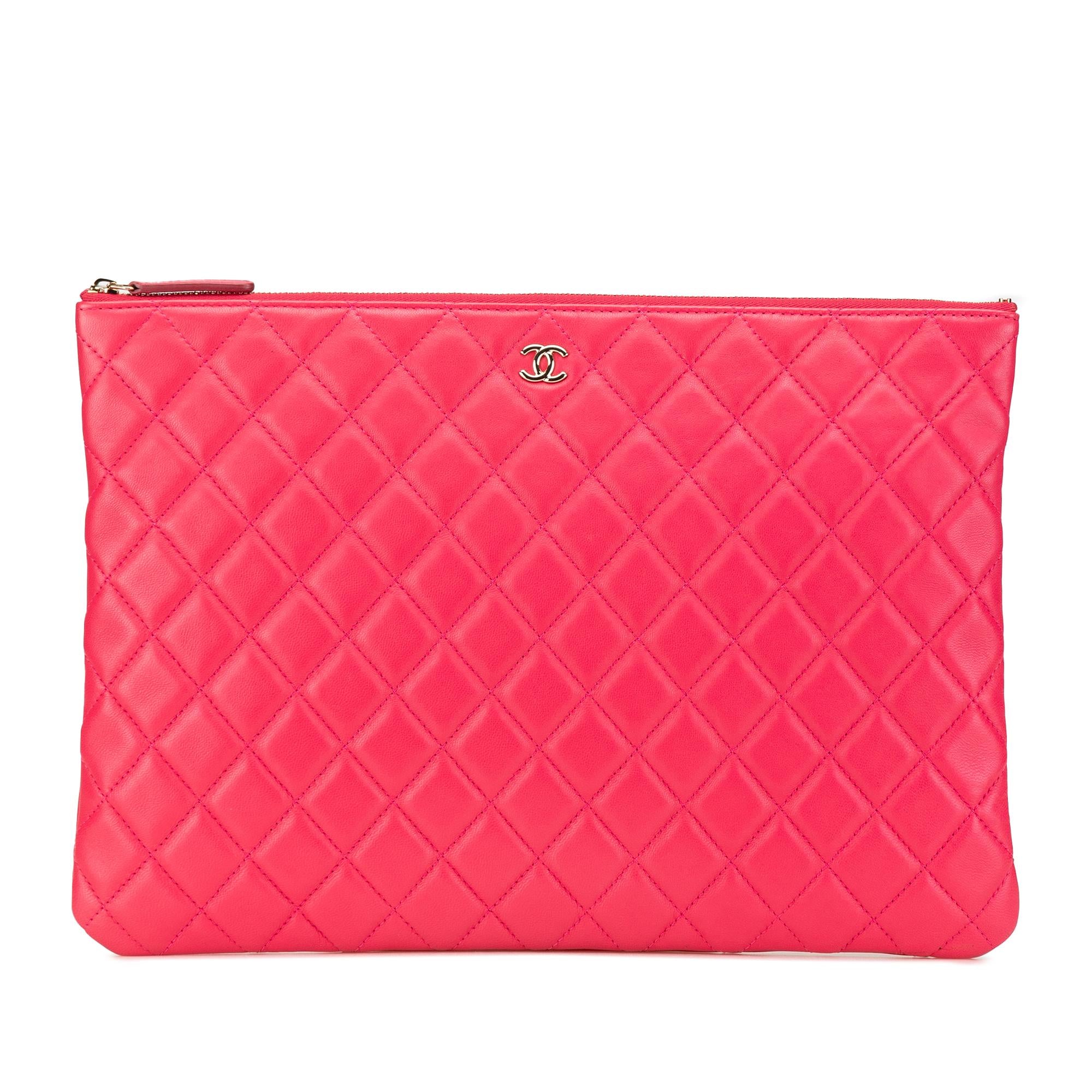 Chanel Large Quilted Lambskin O Case Clutch