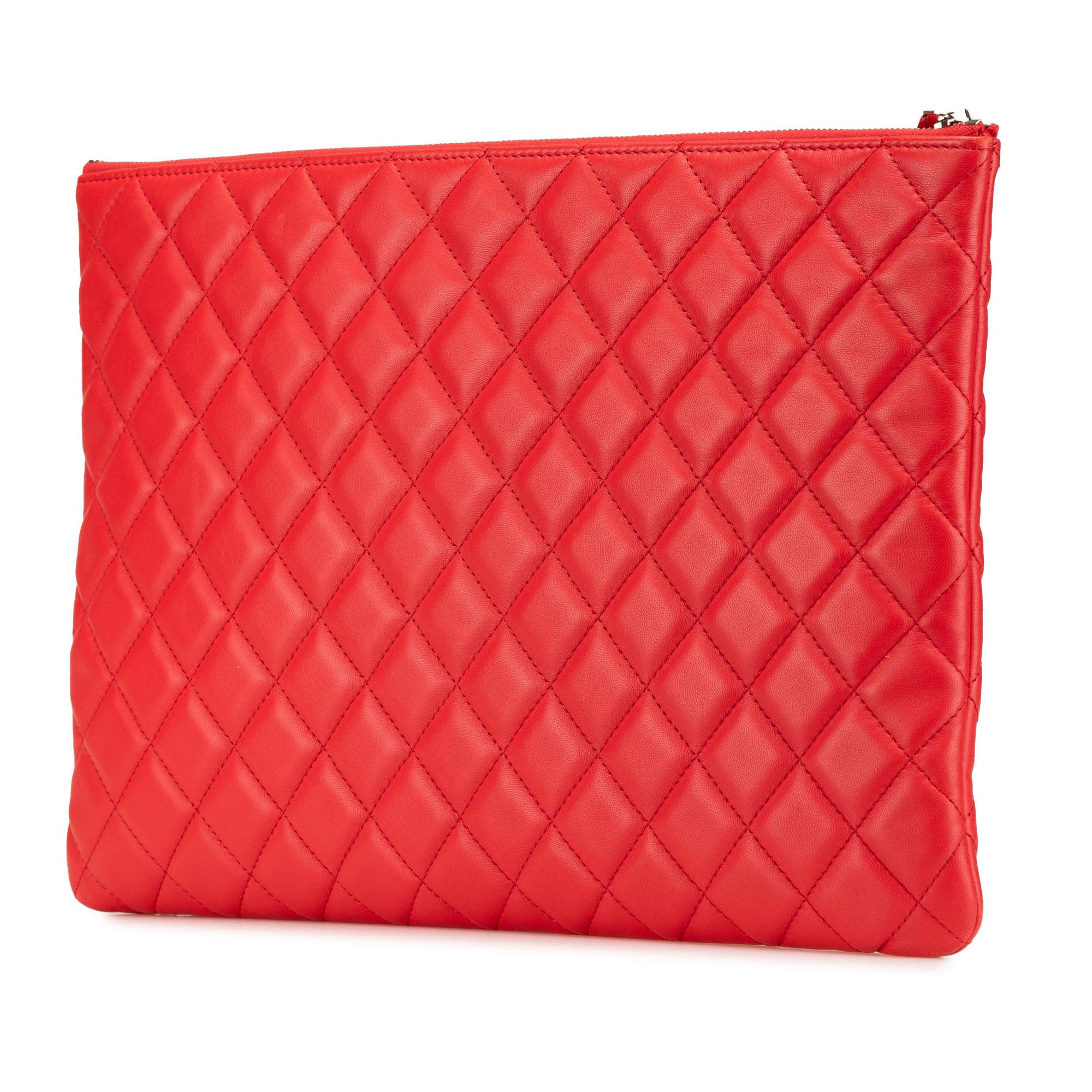 Chanel Large Quilted Lambskin O Case Clutch