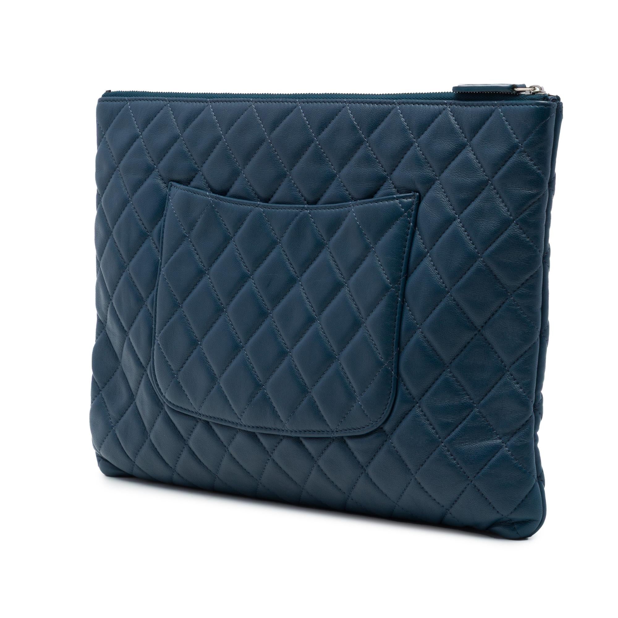 Chanel Large Quilted Lambskin O Case Clutch