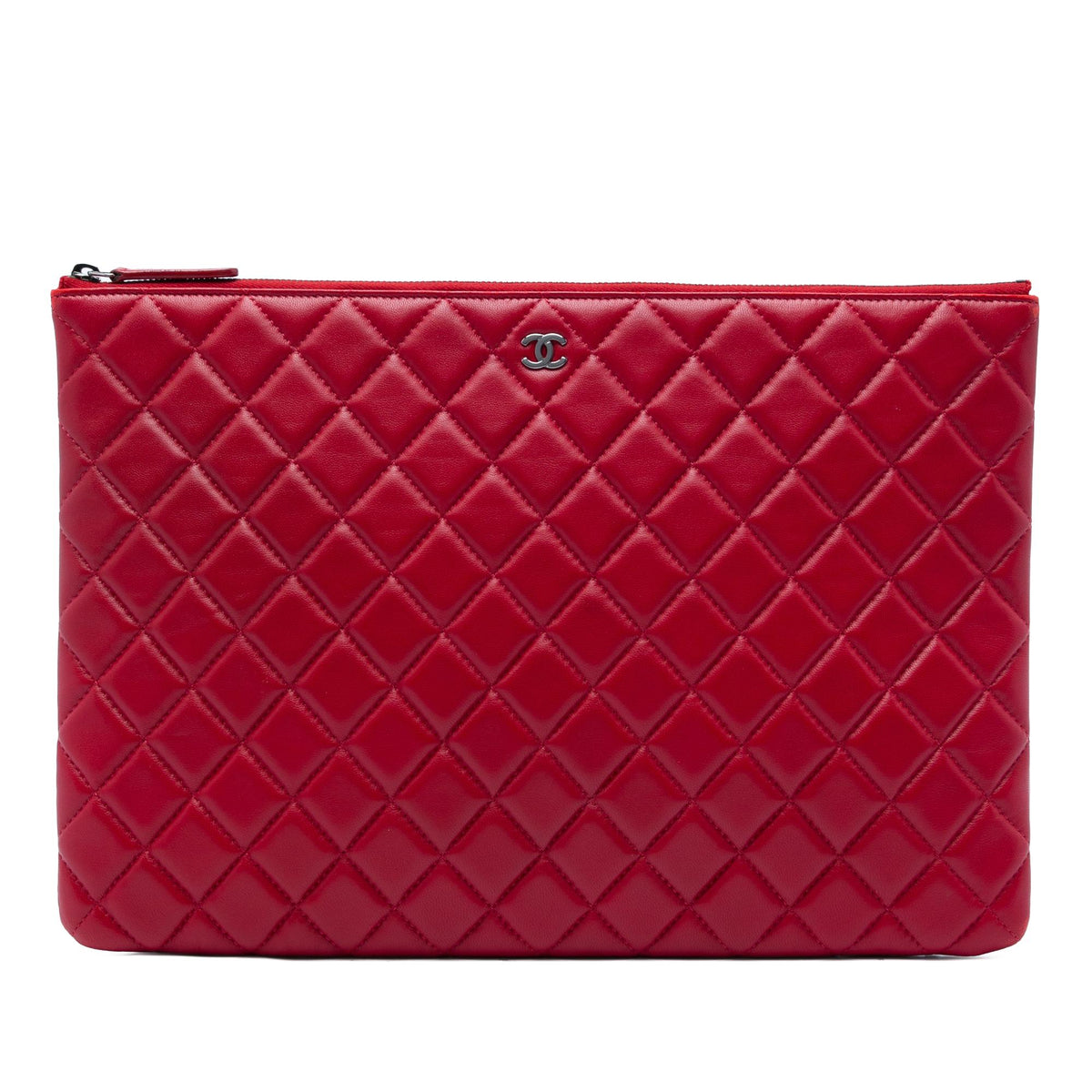 Chanel Large Quilted Lambskin O Case Clutch
