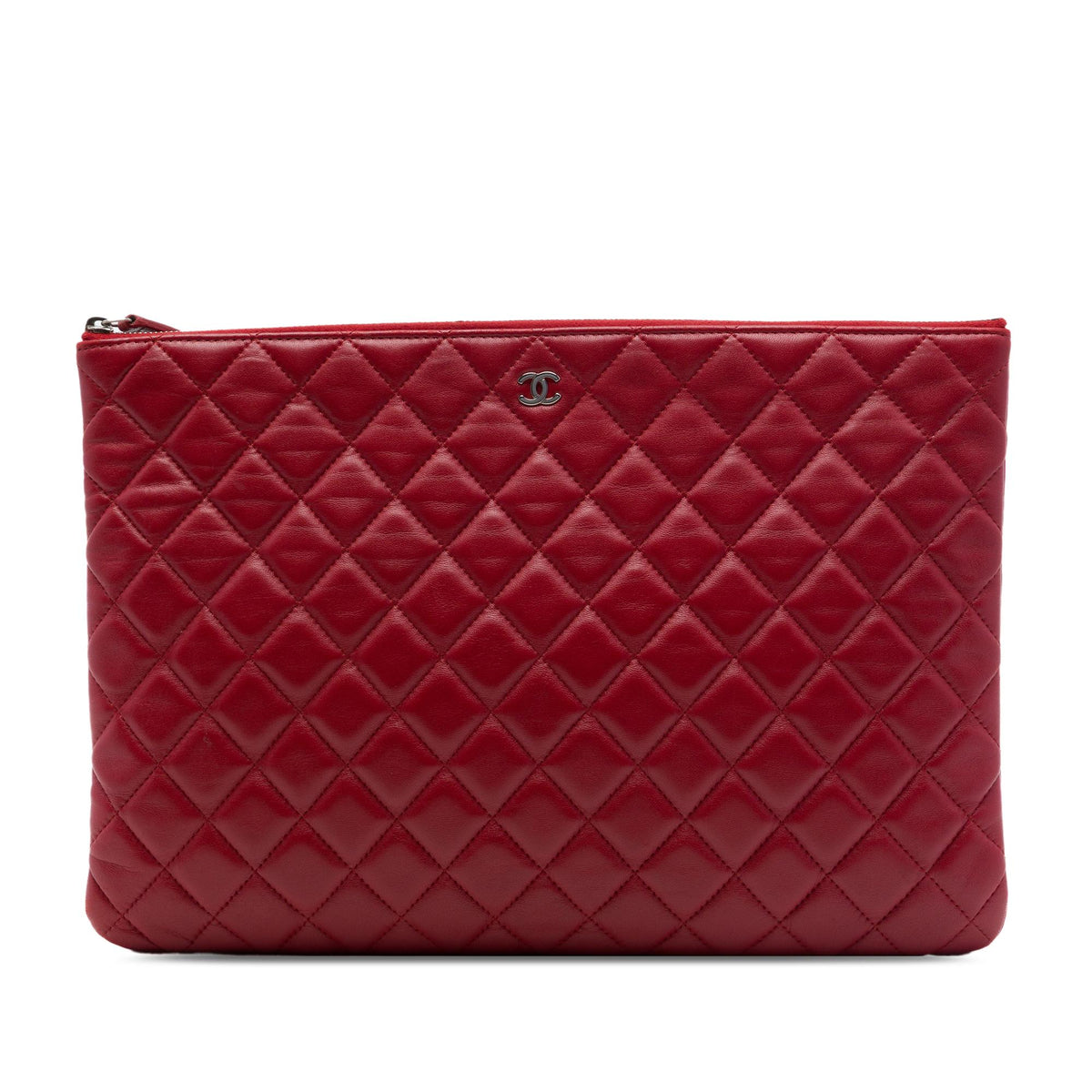 Chanel Large Quilted Lambskin O Case Clutch