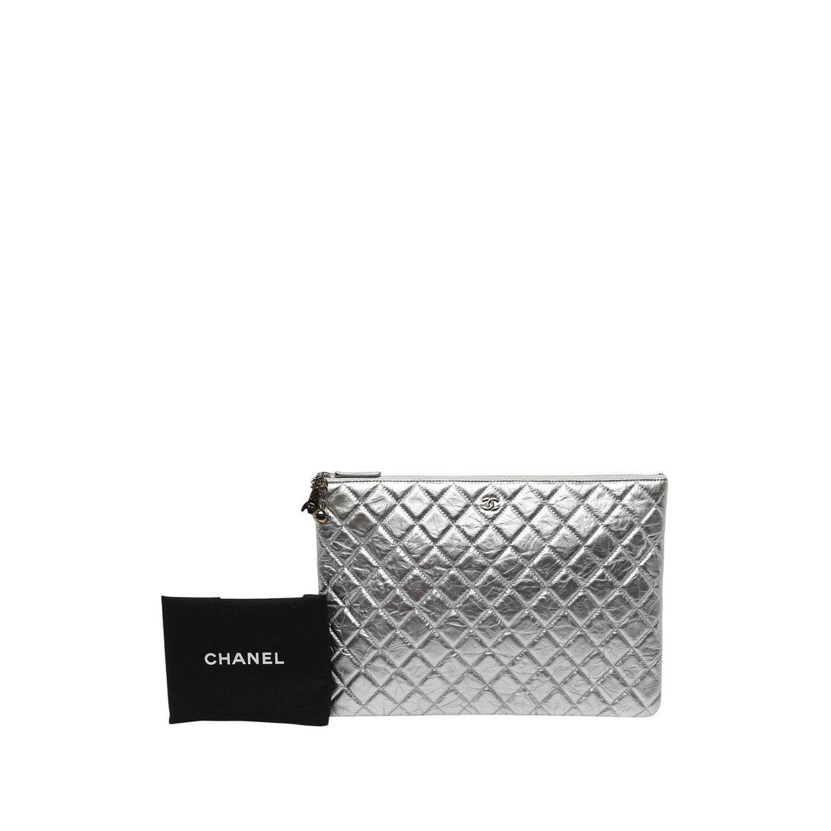 Chanel Large Quilted Metallic Aged Calfskin Cosmo Charm O Case Clutch
