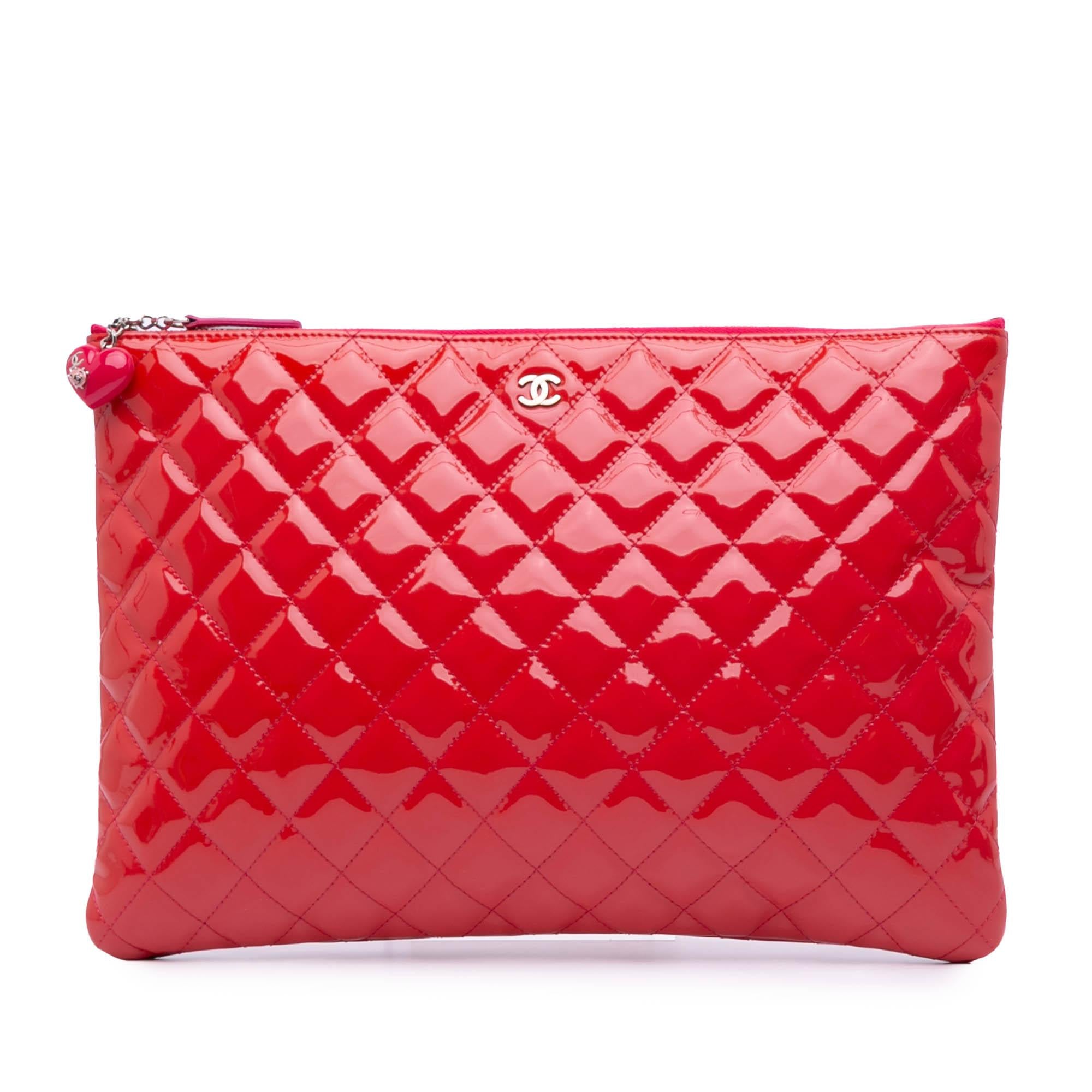 Chanel Large Quilted Patent O Case Clutch