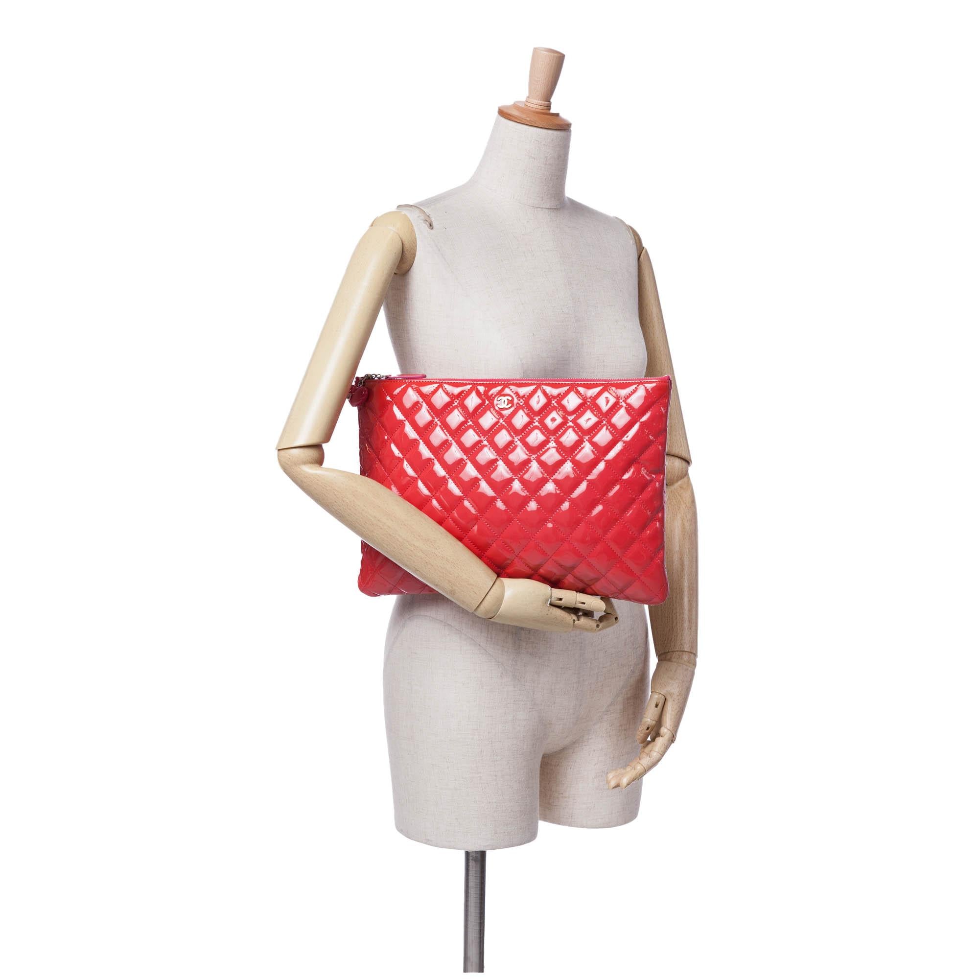 Chanel Large Quilted Patent O Case Clutch
