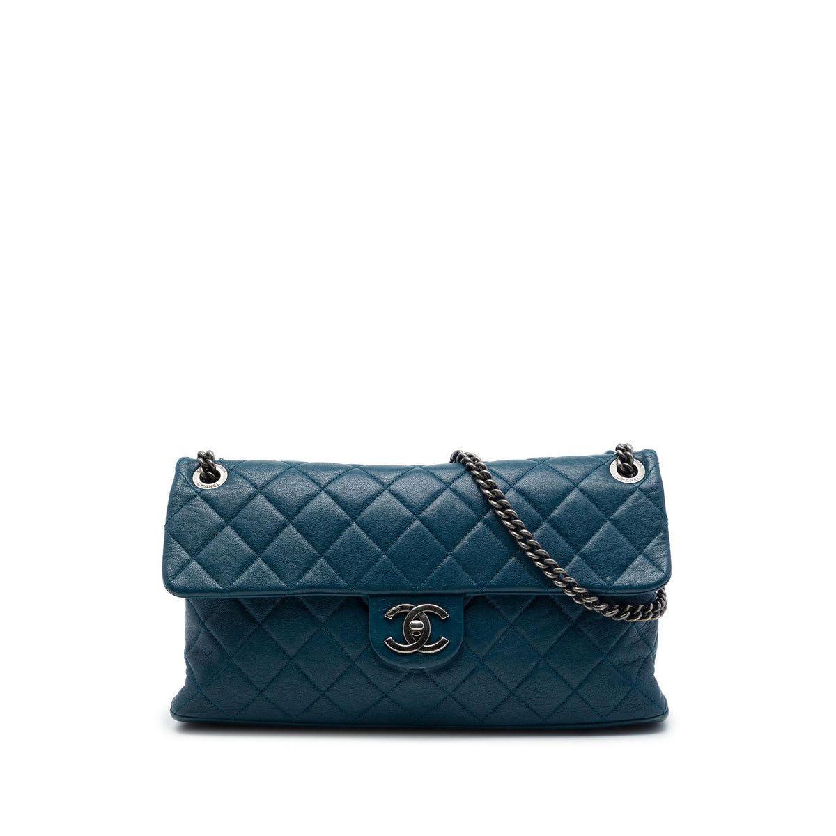 Chanel Large Quilted Shiny Goatskin Burgundy Rocks Flap