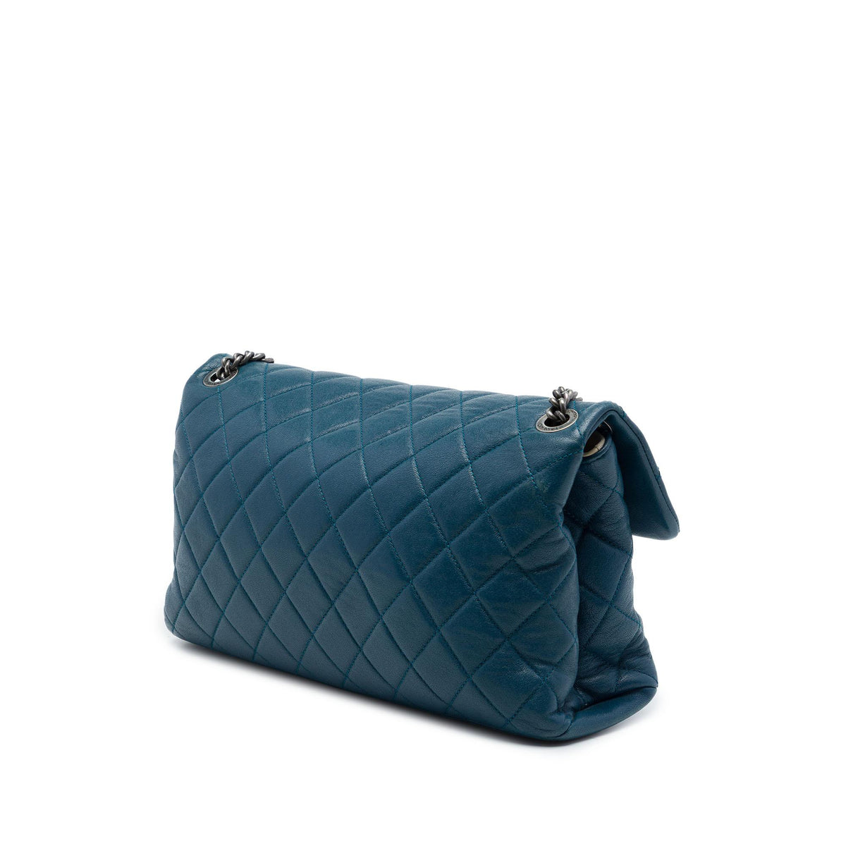 Chanel Large Quilted Shiny Goatskin Burgundy Rocks Flap