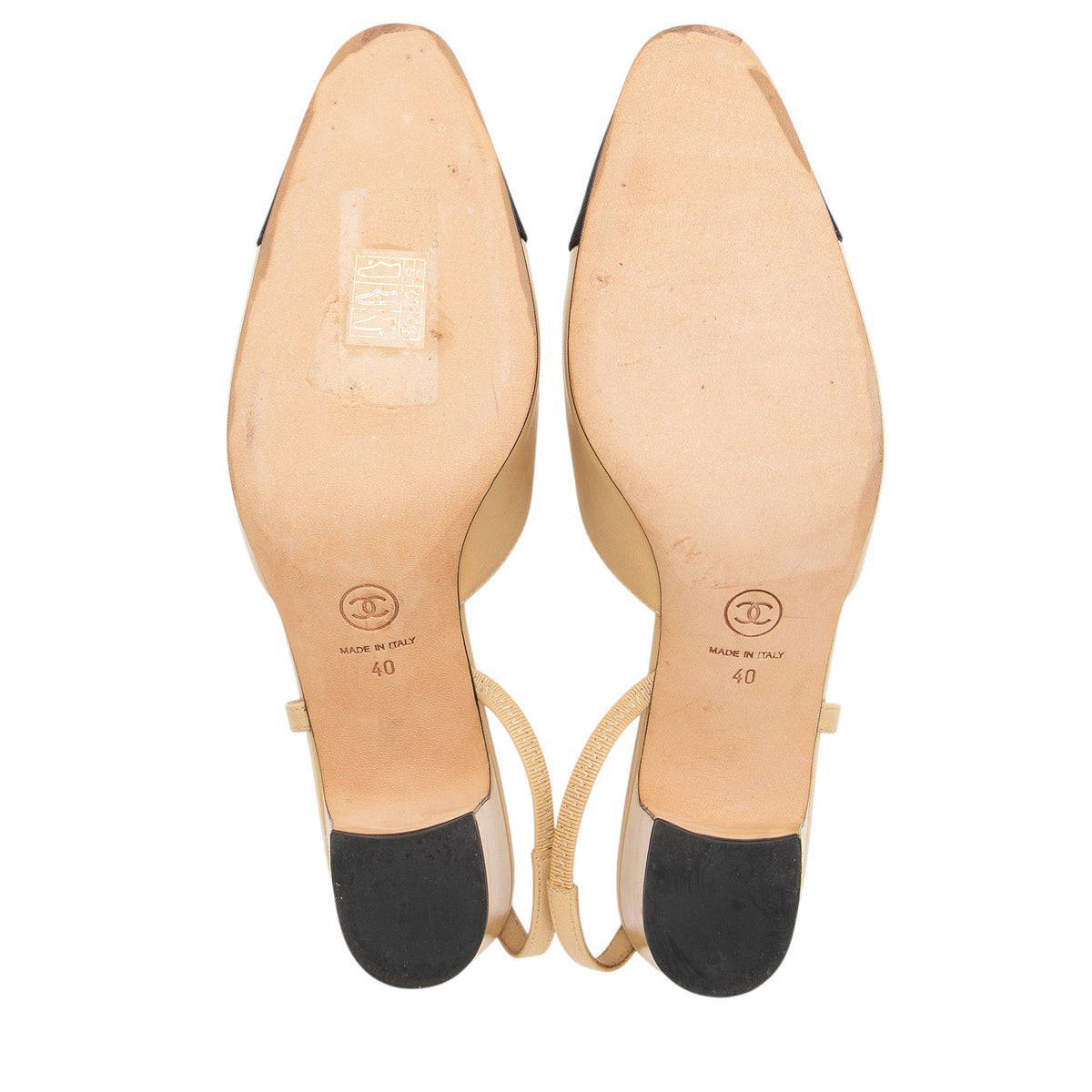 Chanel Leather Grosgrain Cap Toe Slingback Pumps - Size 10 / 40