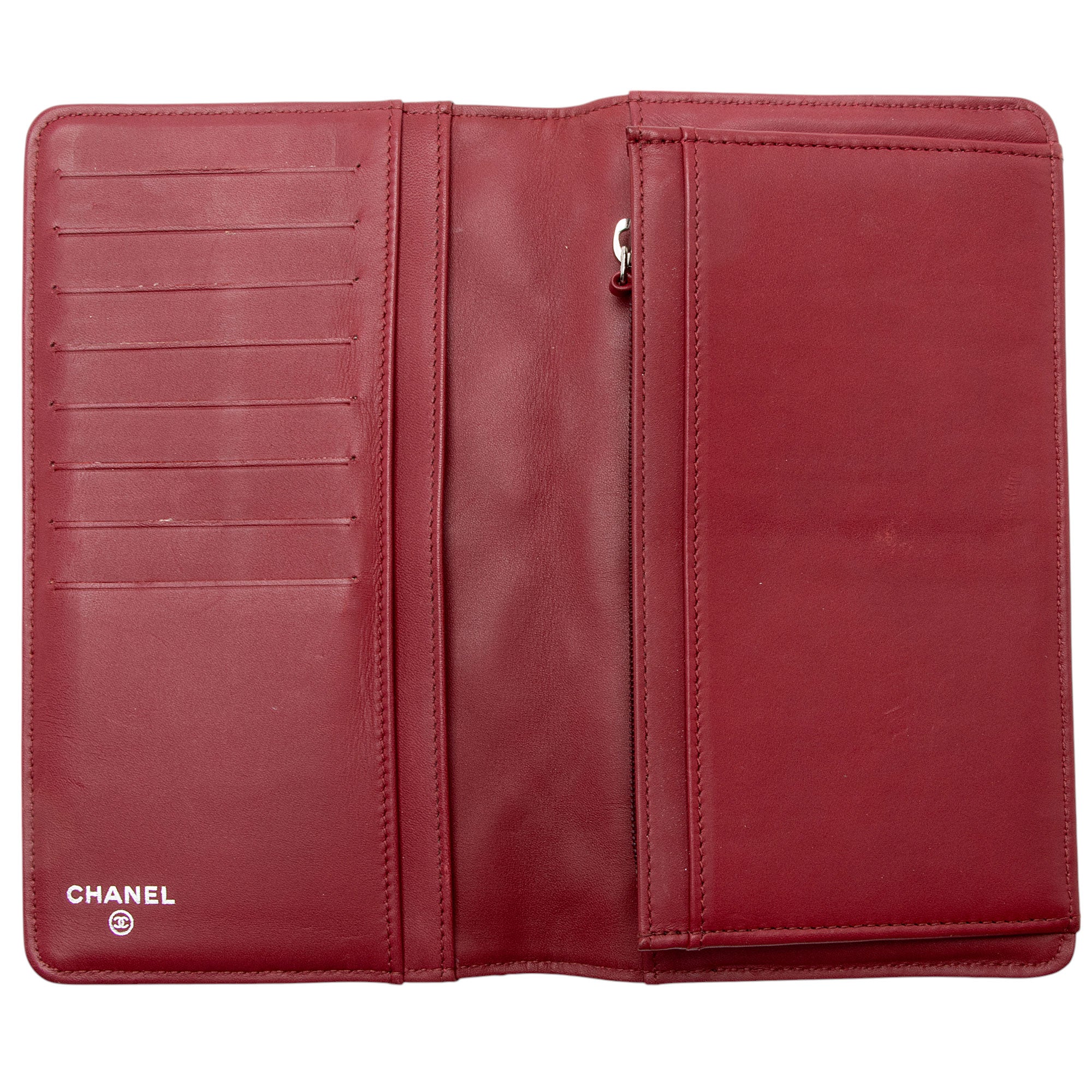 Chanel Leather Double Stitch CC Hamptons Yen Wallet