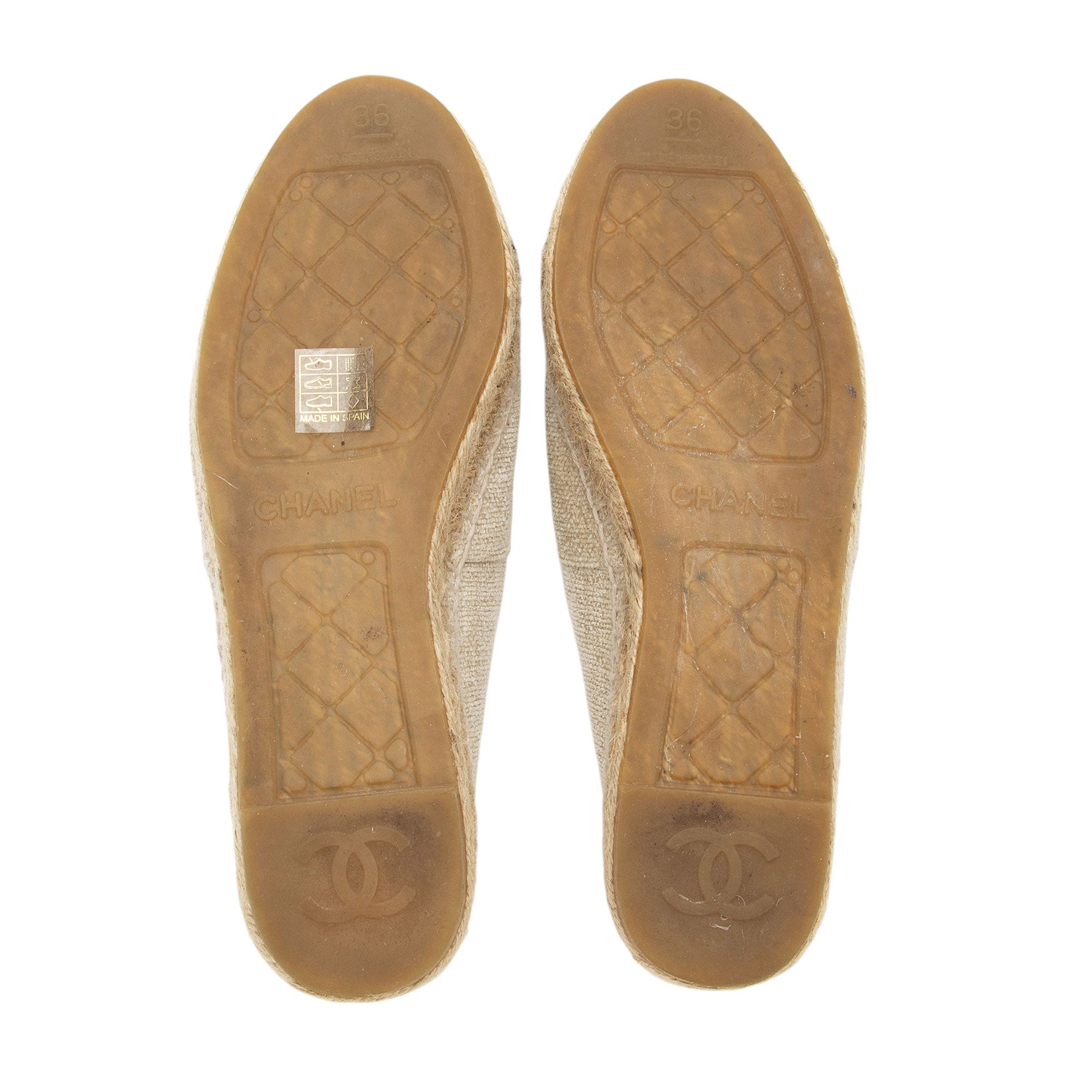 Chanel Linen Sequin CC Espadrilles - Size 6 / 36
