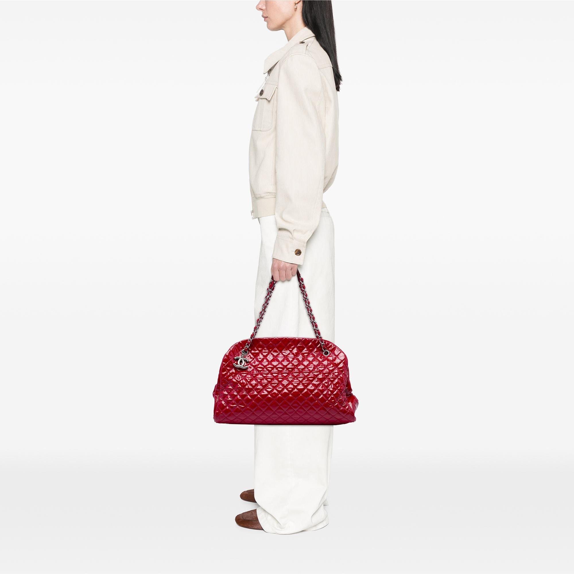 Chanel Maxi Quilted Patent Just Mademoiselle Bowling Bag