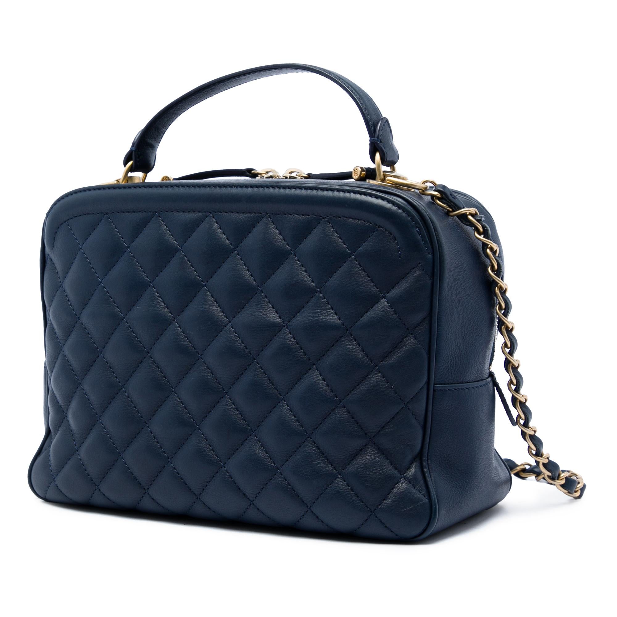 Chanel Medium CC Quilted Lambskin Top Handle Vanity Case with Chain