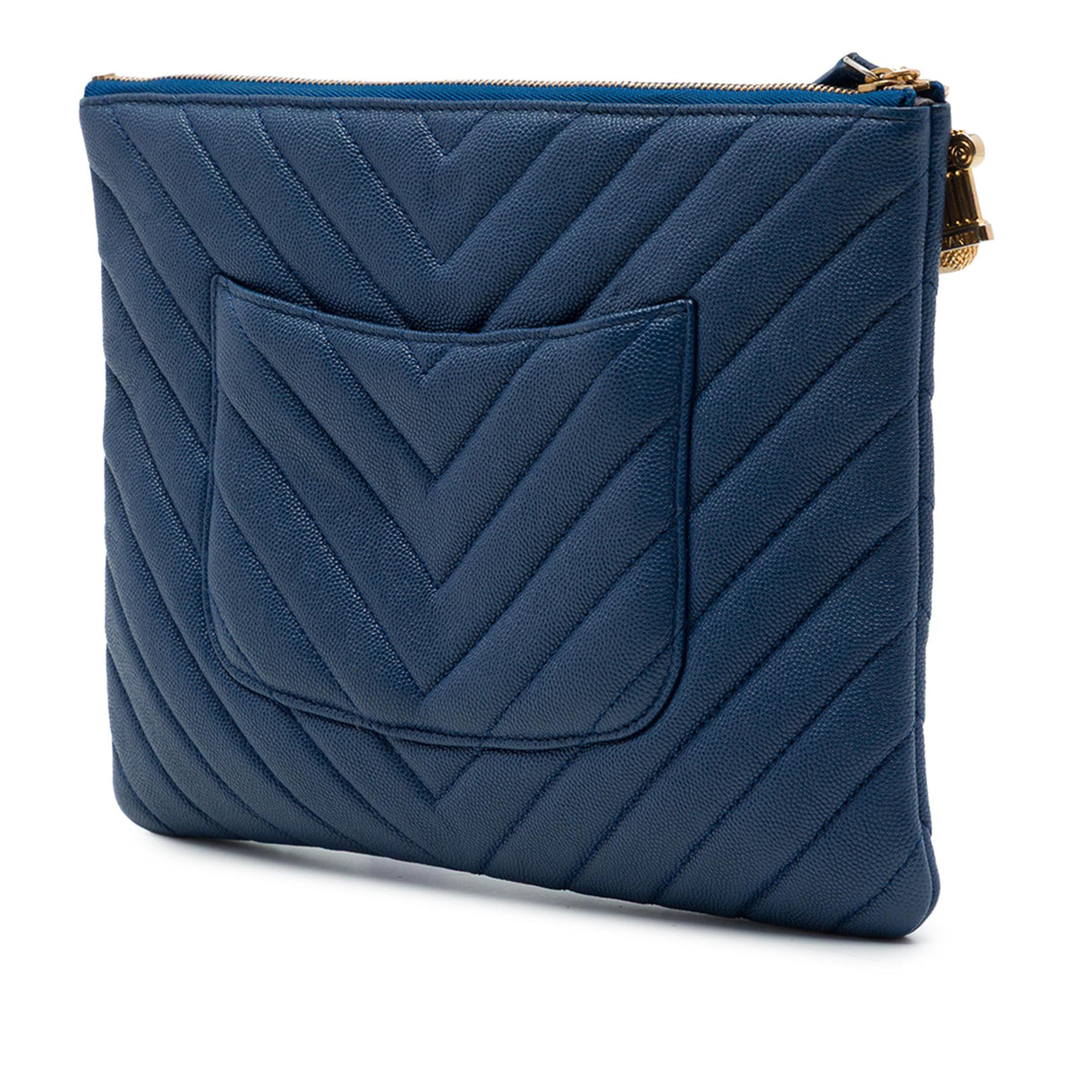 Chanel Medium Chevron Caviar Ancient Greek Charms O Case Clutch