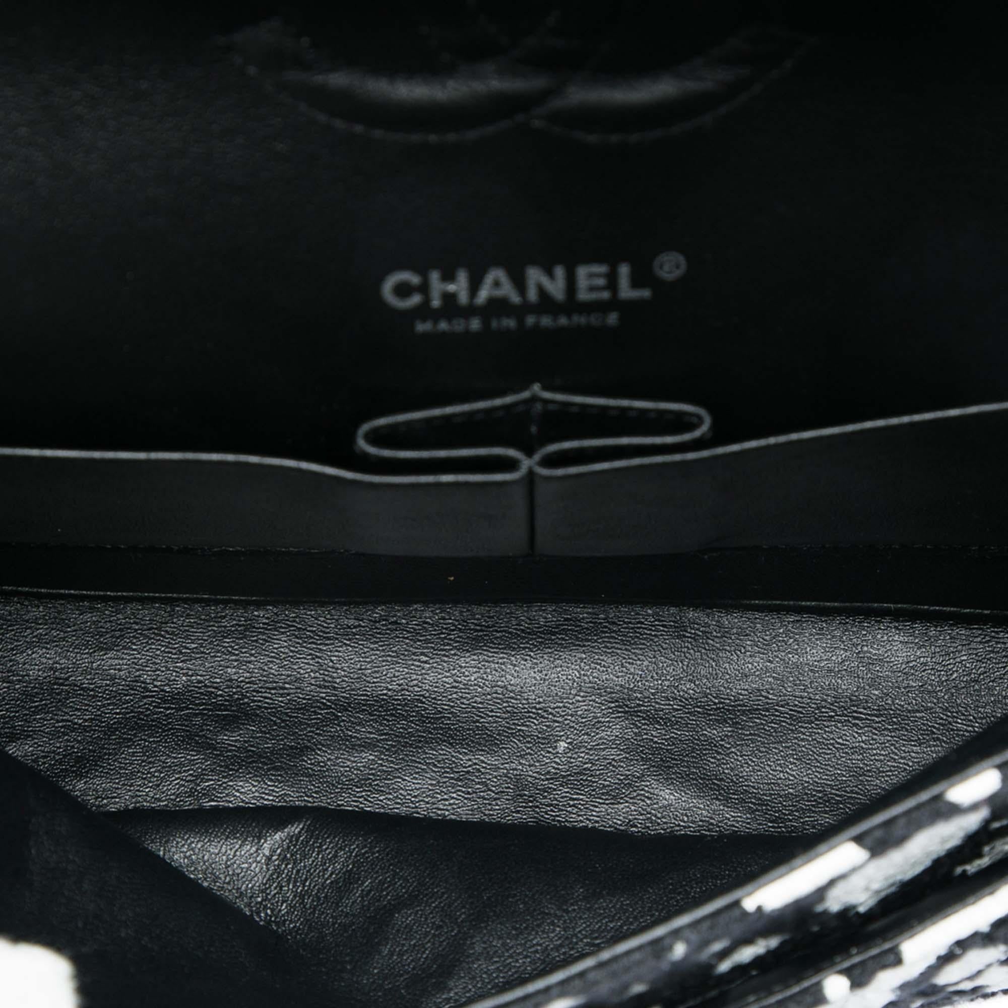 Chanel Medium Chevron Tweed Paint Splatter Double Flap
