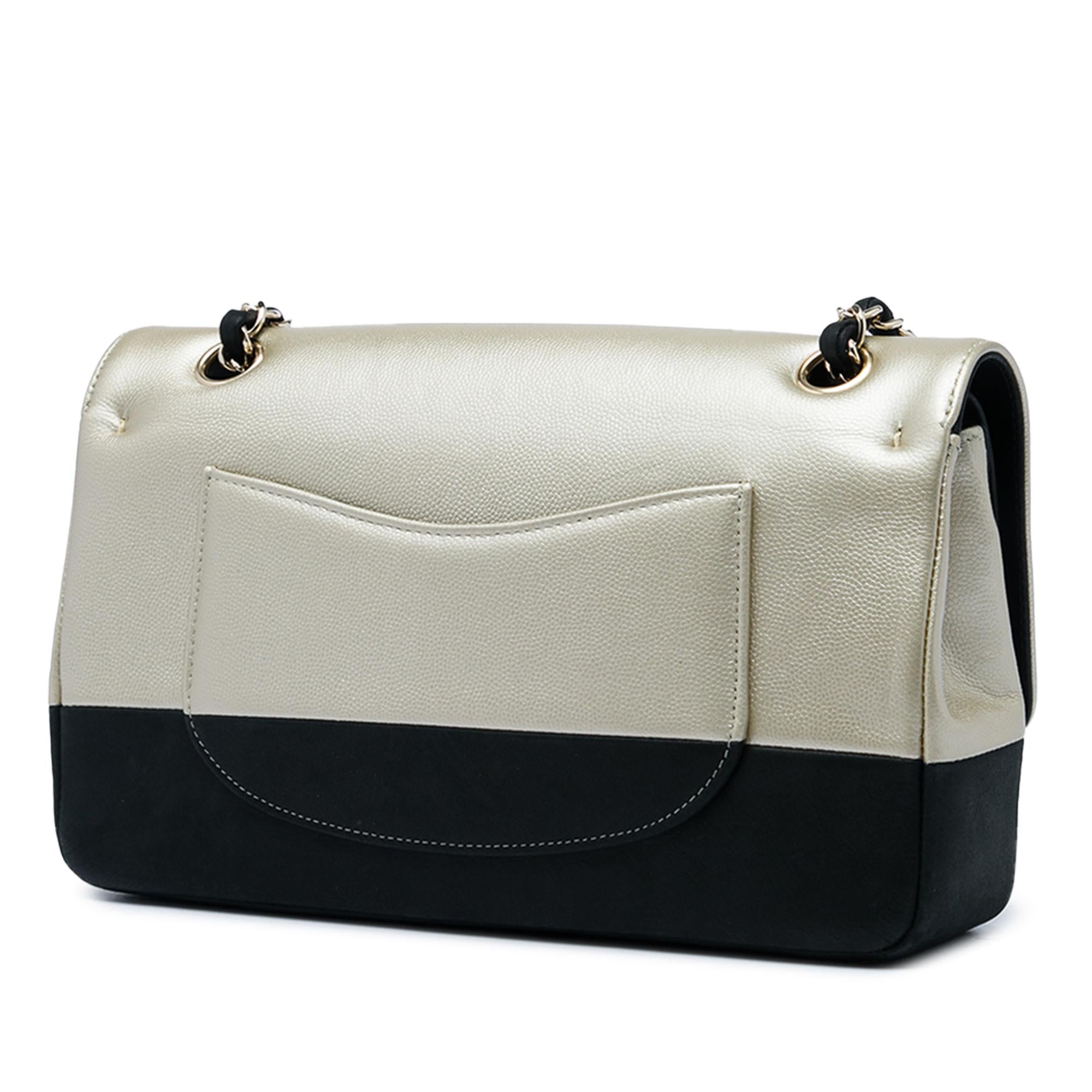 Chanel Medium Classic Bicolor Caviar and Iridescent Calfskin Double Flap