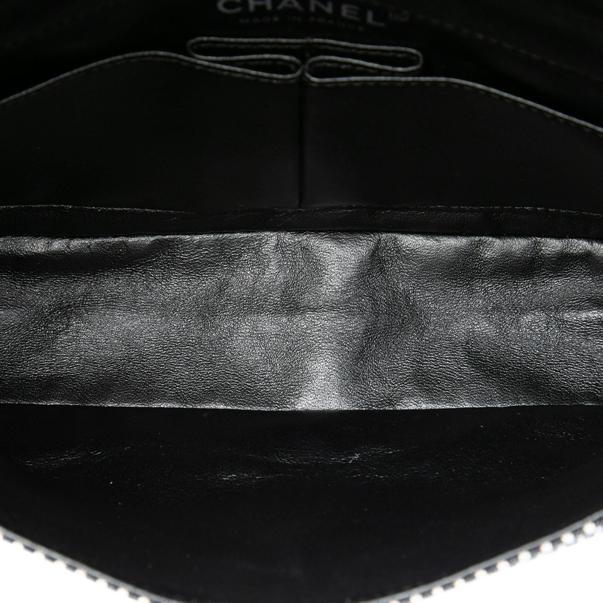 Chanel Medium Classic Canvas Sequin Stripes Double Flap